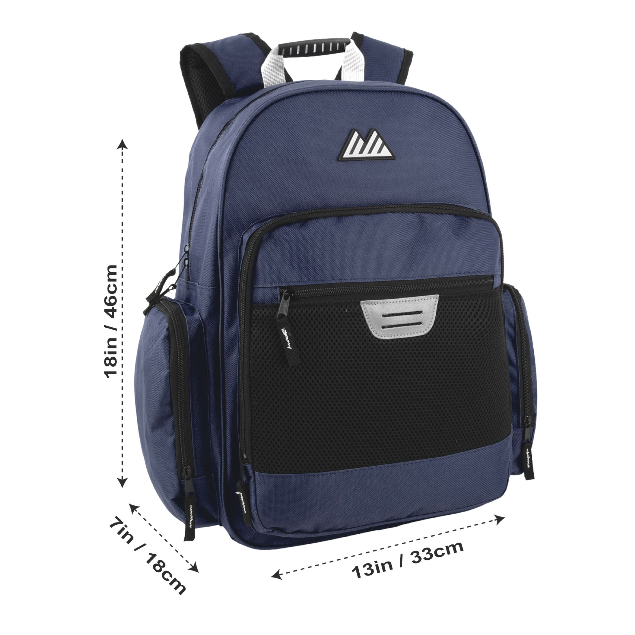 Trailmaker 18 in Backpacks with 45 Piece School Supply Kits (12 Pack, Black and Navy Blue) d93ko
