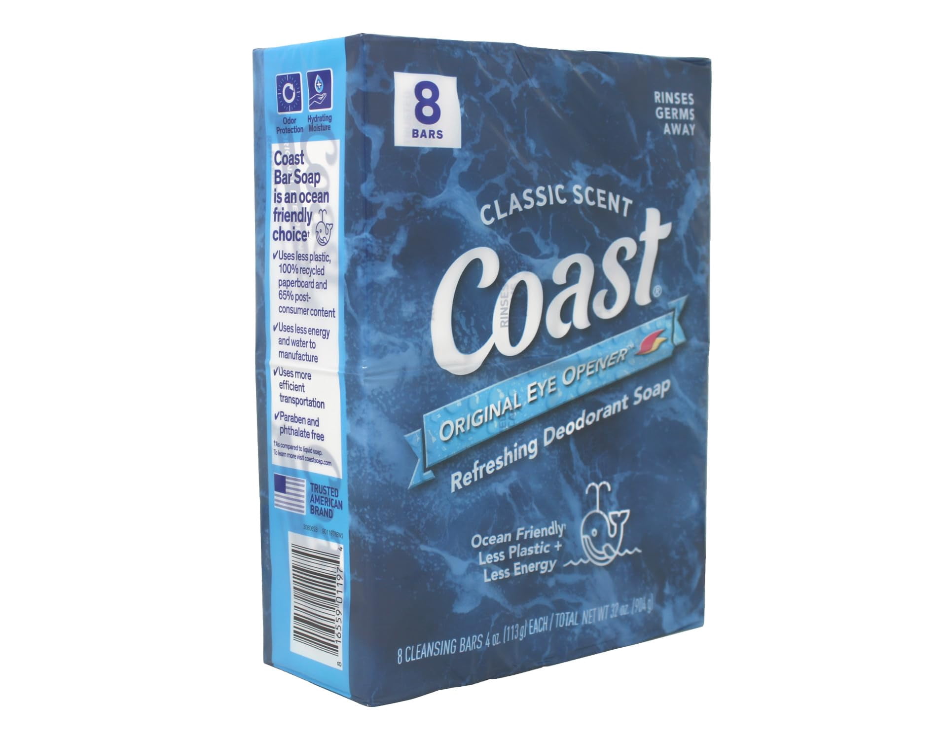 Coast Refreshing Deodorant Bar Soap, Classic Scent, Deep Cleansing Formula (4 Pack, 3.2 oz per bar) dv1xl