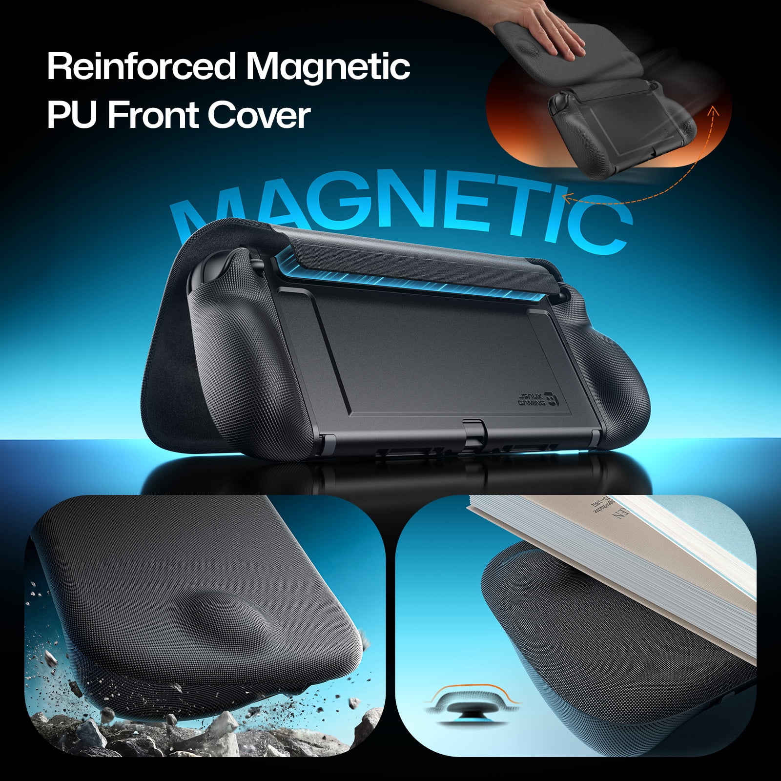 JSAUX Protective Case for Switch 2 with Magnetic Cover and Adjustable Stand (Black, 1 Pack) hetdr