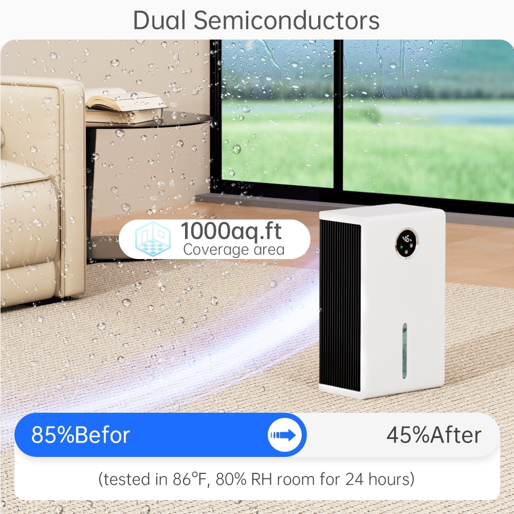 Topteng Dehumidifier for Home, Quiet Portable Air Dryer with LED Touch Screen and 7-Color Ambient Light (White, 120 oz) iqgjl