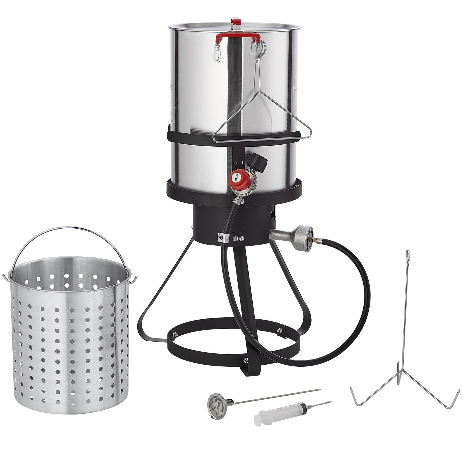 Shenmamo Outdoor Propane Turkey Fryer Kit with 30-Quart Pot, 54K BTU Burner, Basket, Rack and Thermometer (30 qt) 58tnx