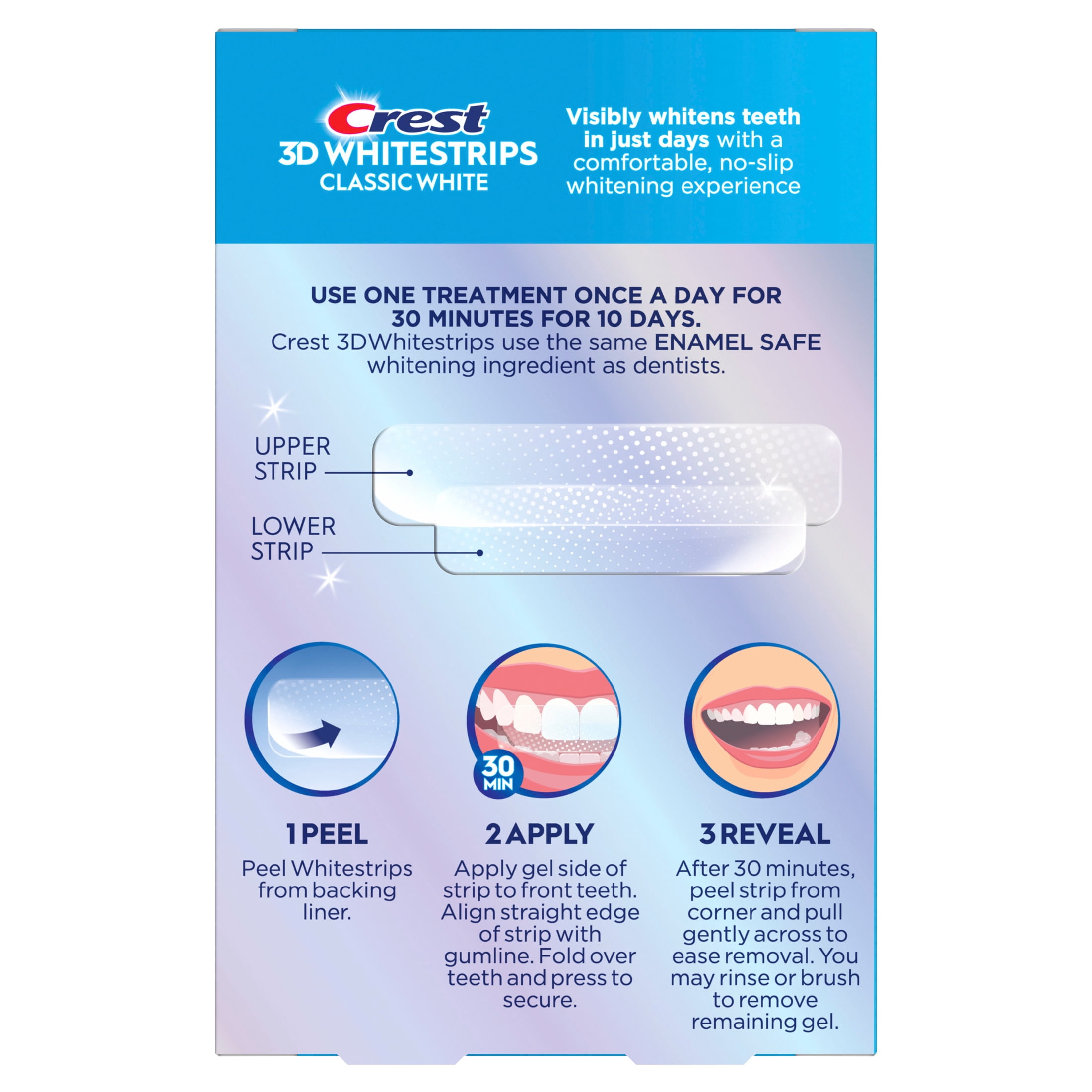 Crest 3DWhitestrips Classic White Teeth Whitening Kit (White, 10 Treatments) twslt