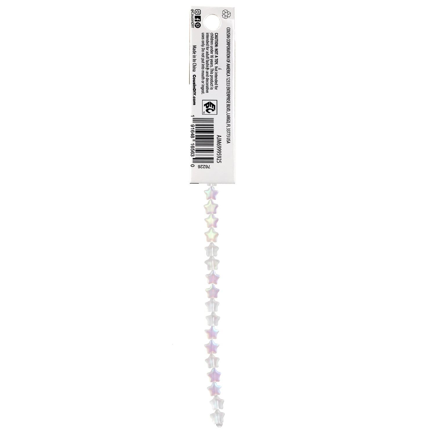 CousinDIY Frosted Opalescent Star Glass Beads for Jewelry Making (Clear, 2 Pack, 7.5 in Strand) a6d47