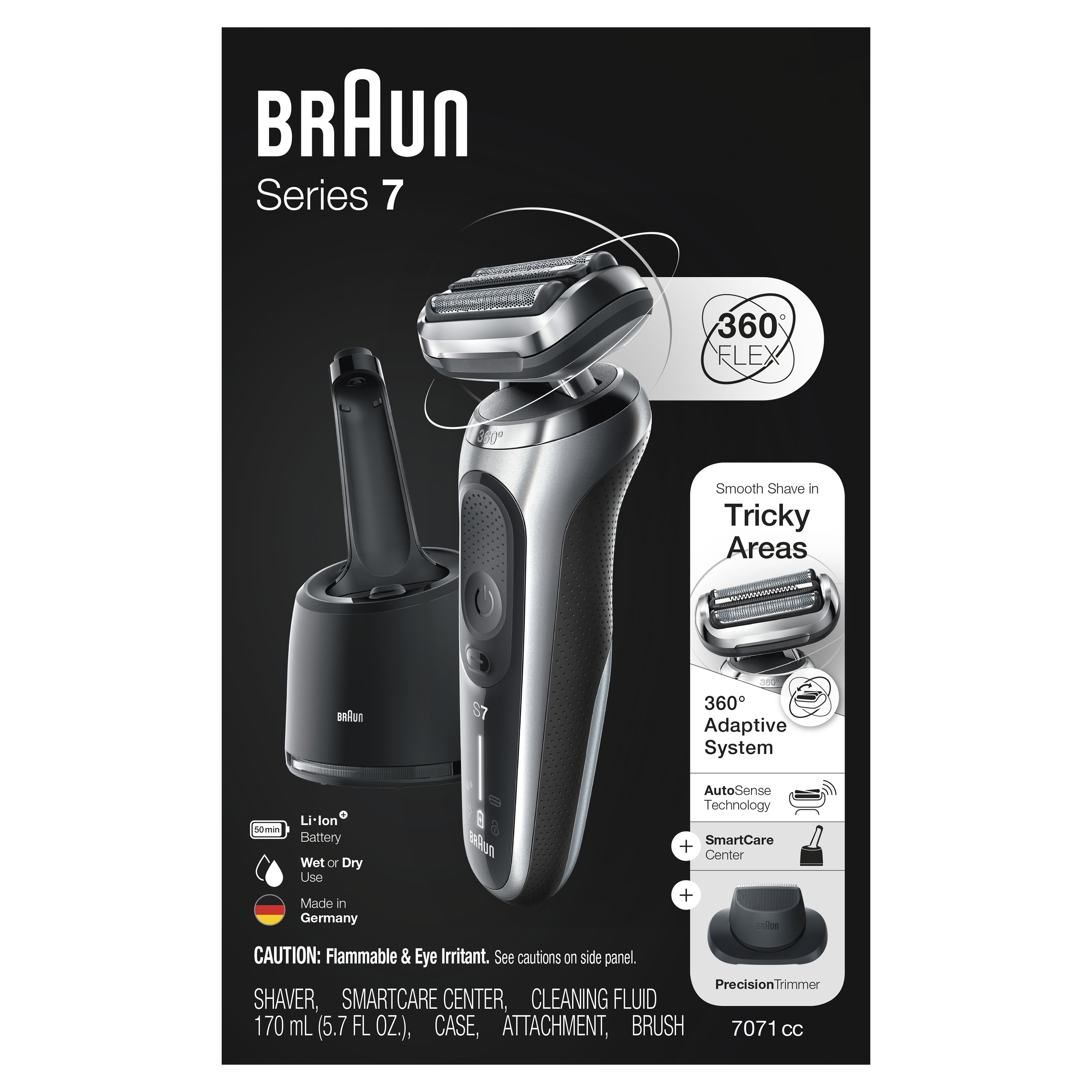 Braun Series 7 7071cc Flex Electric Razor for Men with SmartCare Center and Precision Trimmer (Brown, 1 Count) ifuqf