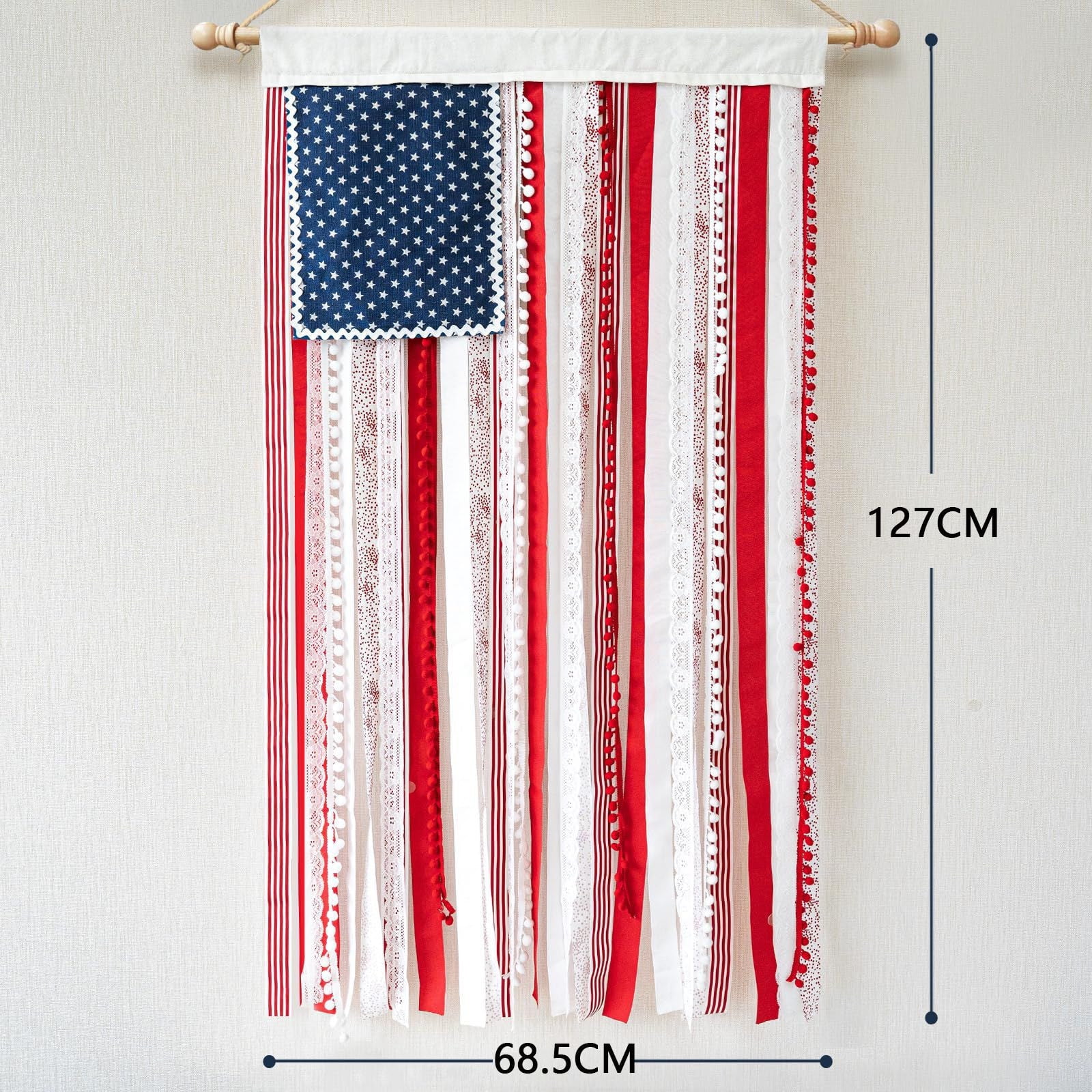 HAJAGP American Flag Rag Banner Rustic Independence Day Decor (Multicolor, 9.84 in x 6.69 in) bzl0z