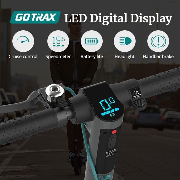 GOTRAX Rival Plus Electric Scooter Portable Commuter with LED Display and Air-filled Tires (Black, 8.5 in) ep5h4