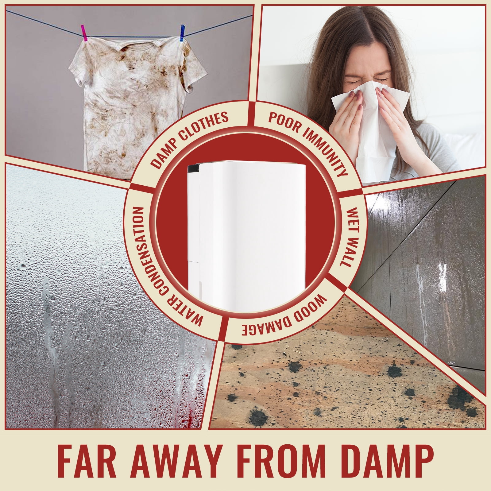 WANAI 30 Pint Dehumidifier for Large Spaces (White, 0.58 gal) hwav5