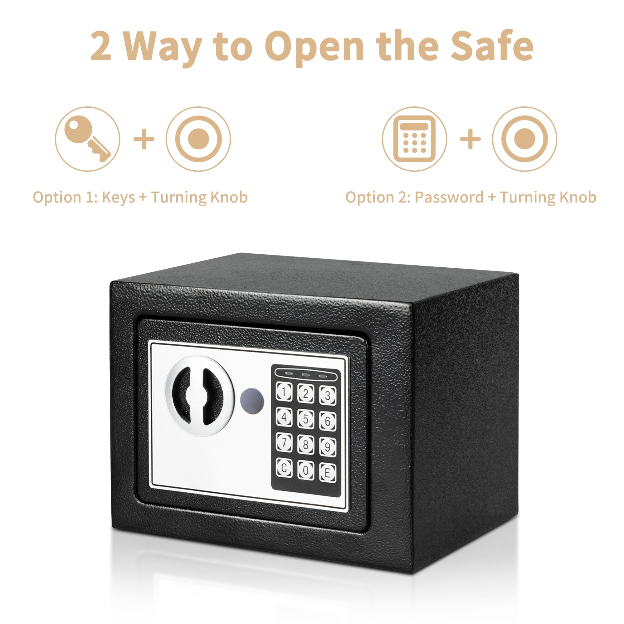 LOCKSWORTH Electronic Digital Safe Box for Home, Heavy-Duty Steel Security Lock Box with Fireproof Money Bag (Black, 0.25 Cubic Feet) 1aw2a