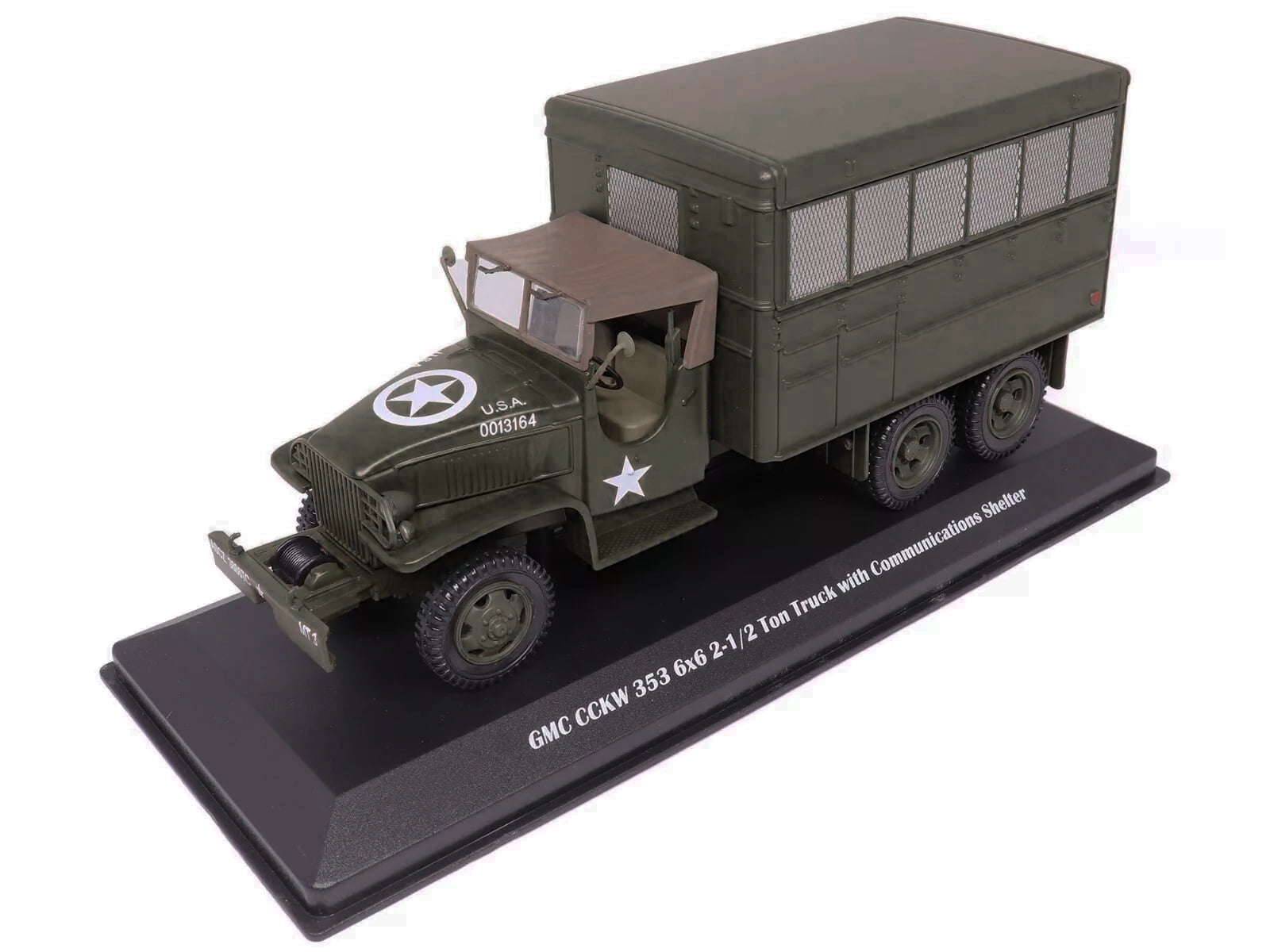 Militaria Die Cast GMC CCKW 353 6x6 2-1/2 Ton Truck with Communications Shelter (Olive Drab, 1/43 Scale) 799w3