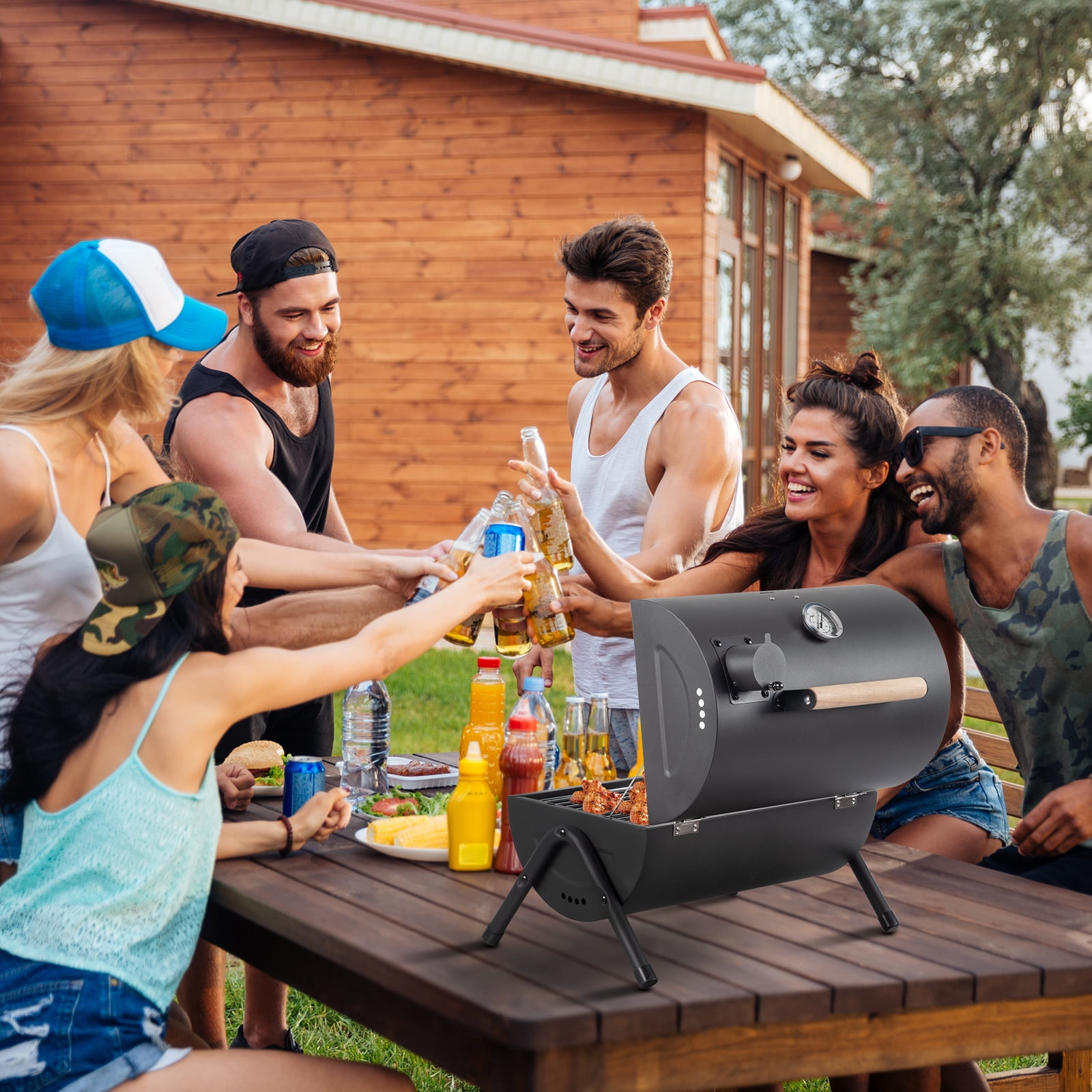 Zimtown Portable Charcoal BBQ Grill for Outdoor Camping (Black, 13.5 in x 8.5 in) 9n5bv
