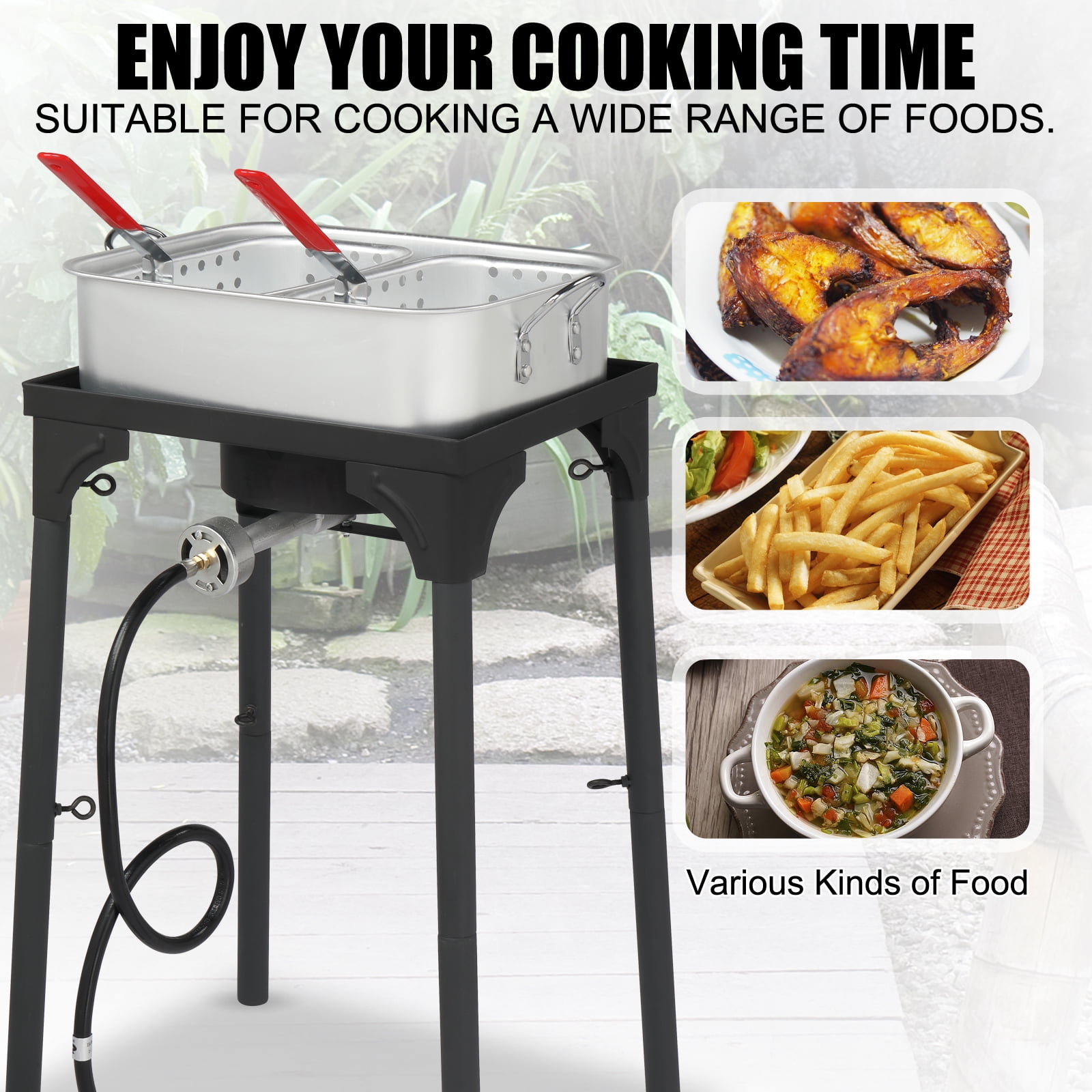 GoDecor Outdoor Propane Deep Fryer with Pot and 2 Inner Baskets (Silver, 18 qt) 27sk8