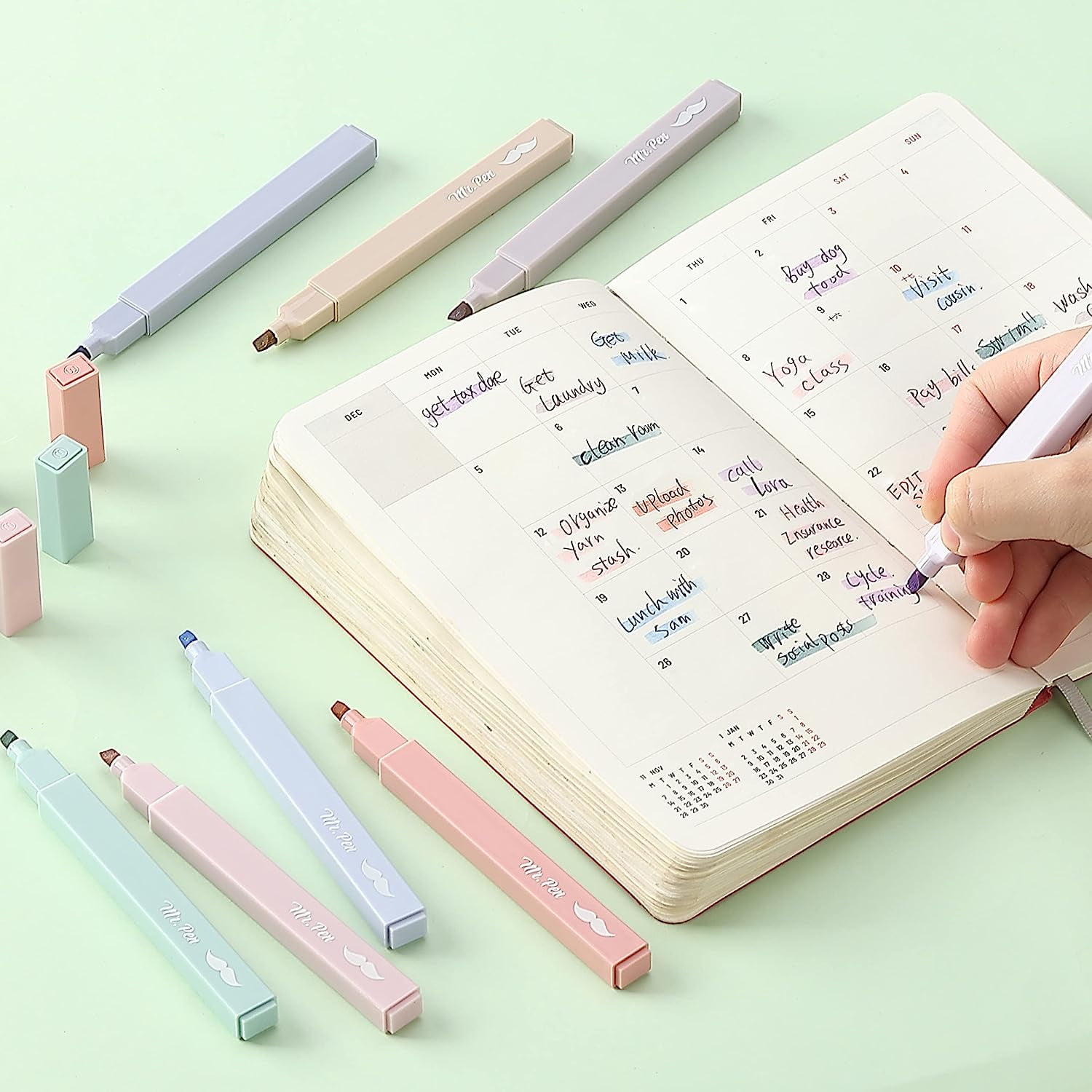Mr. Pen Aesthetic Highlighters, Chisel Tip, No Bleed Pastel Ink, Morandi Assorted Colors (16 Pack) 0twkr