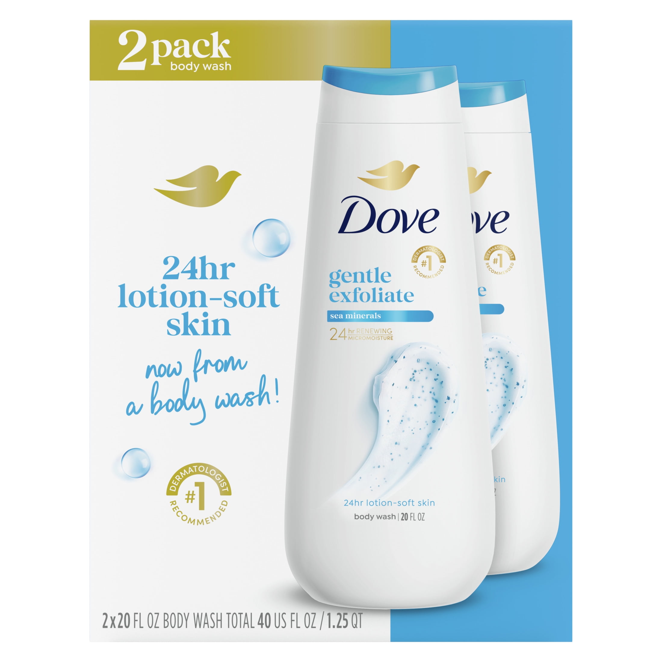 Dove Gentle Exfoliating Body Wash with Sea Minerals (20 oz, 2 Count) 8alfz