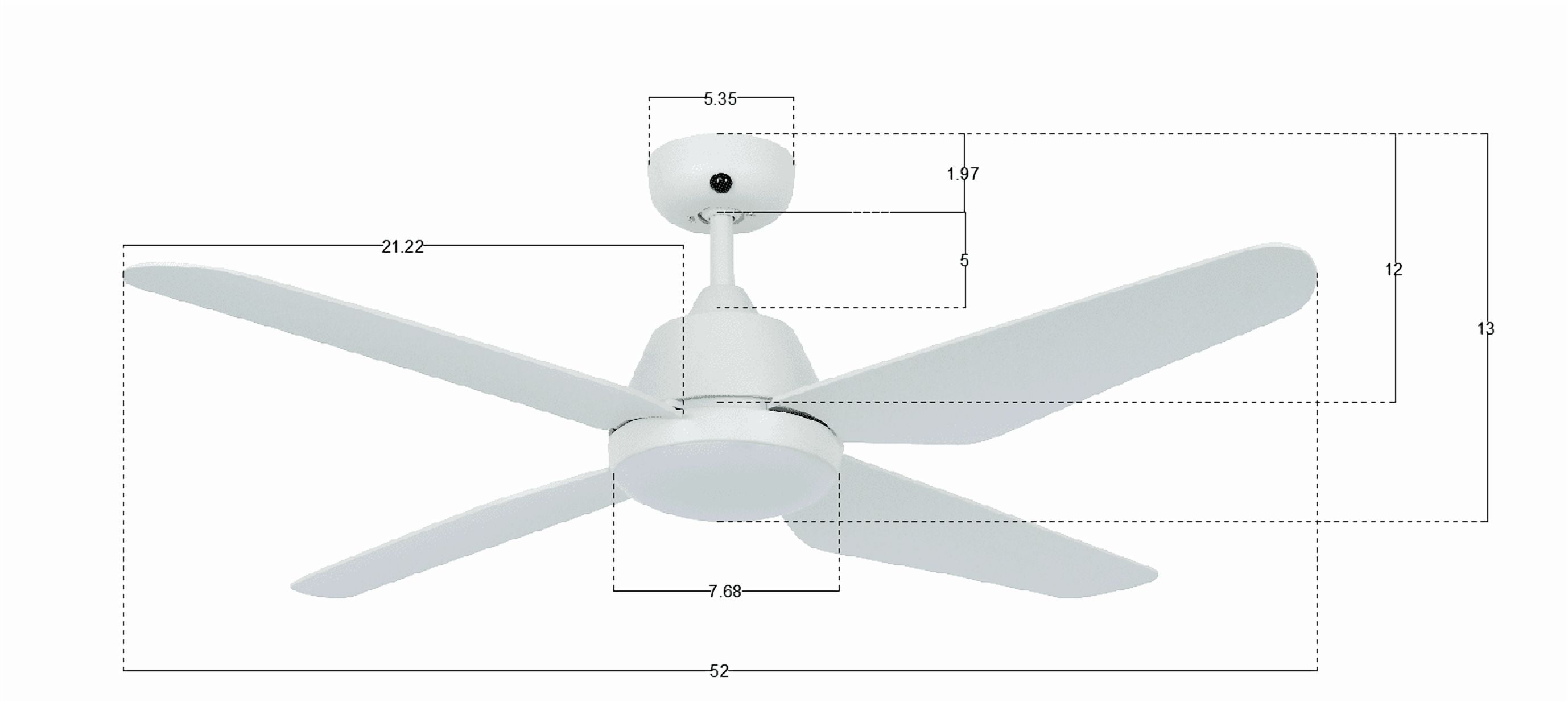 Lucci Air Aria LED Ceiling Fan with Light and Remote (White, 52 in) 042nt