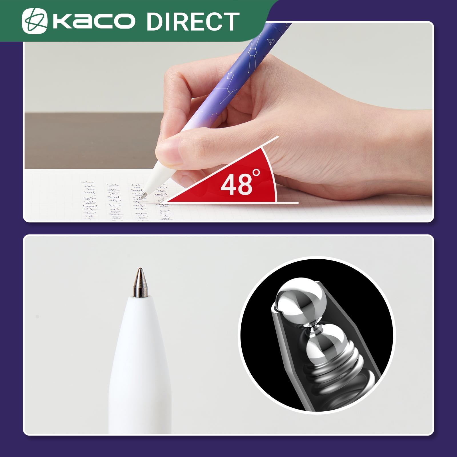 Kaco FIRST Gel Ink Pens, Smooth Writing Aesthetic Stationery Set with 4 Refills (Purple, 2 Pack) e85ti
