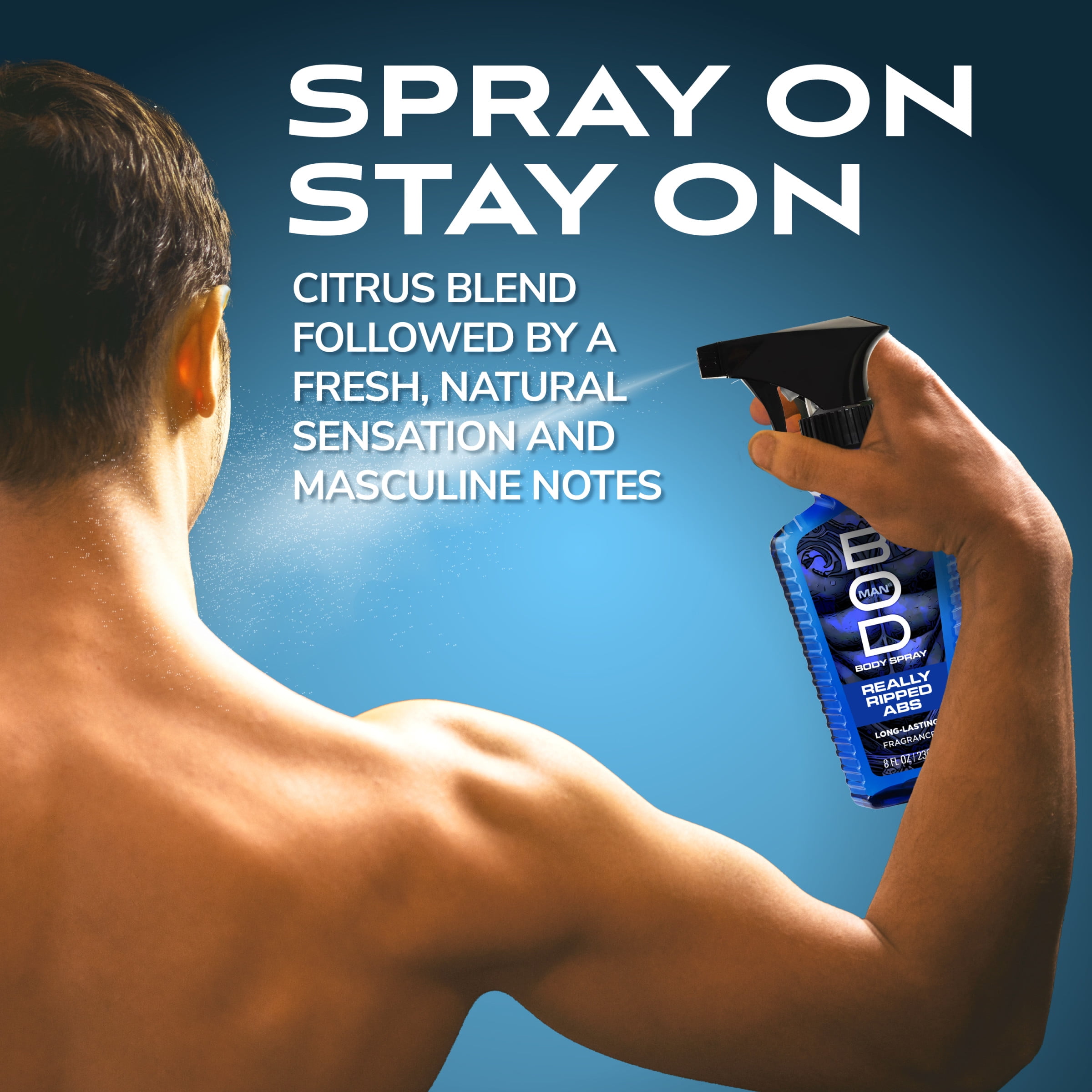 BOD Man Really Ripped Abs Fragrance Body Spray, Long-Lasting Masculine Scent (8 fl oz) kf0xw