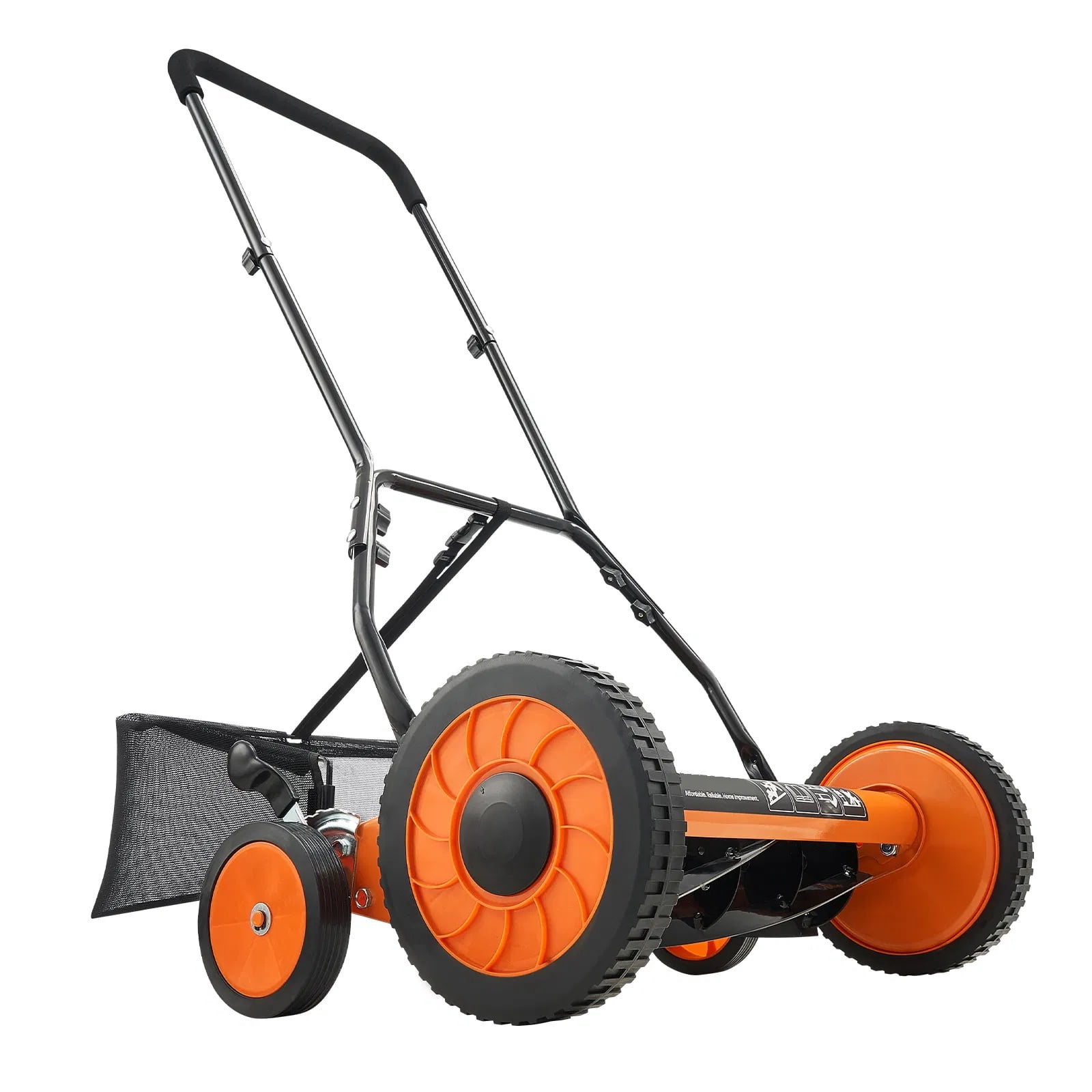 Generic Push Reel Lawn Mower, 5-Blade Manual Walk-Behind Mower with Grass Catcher Bag (Green, 18 in) w1hda