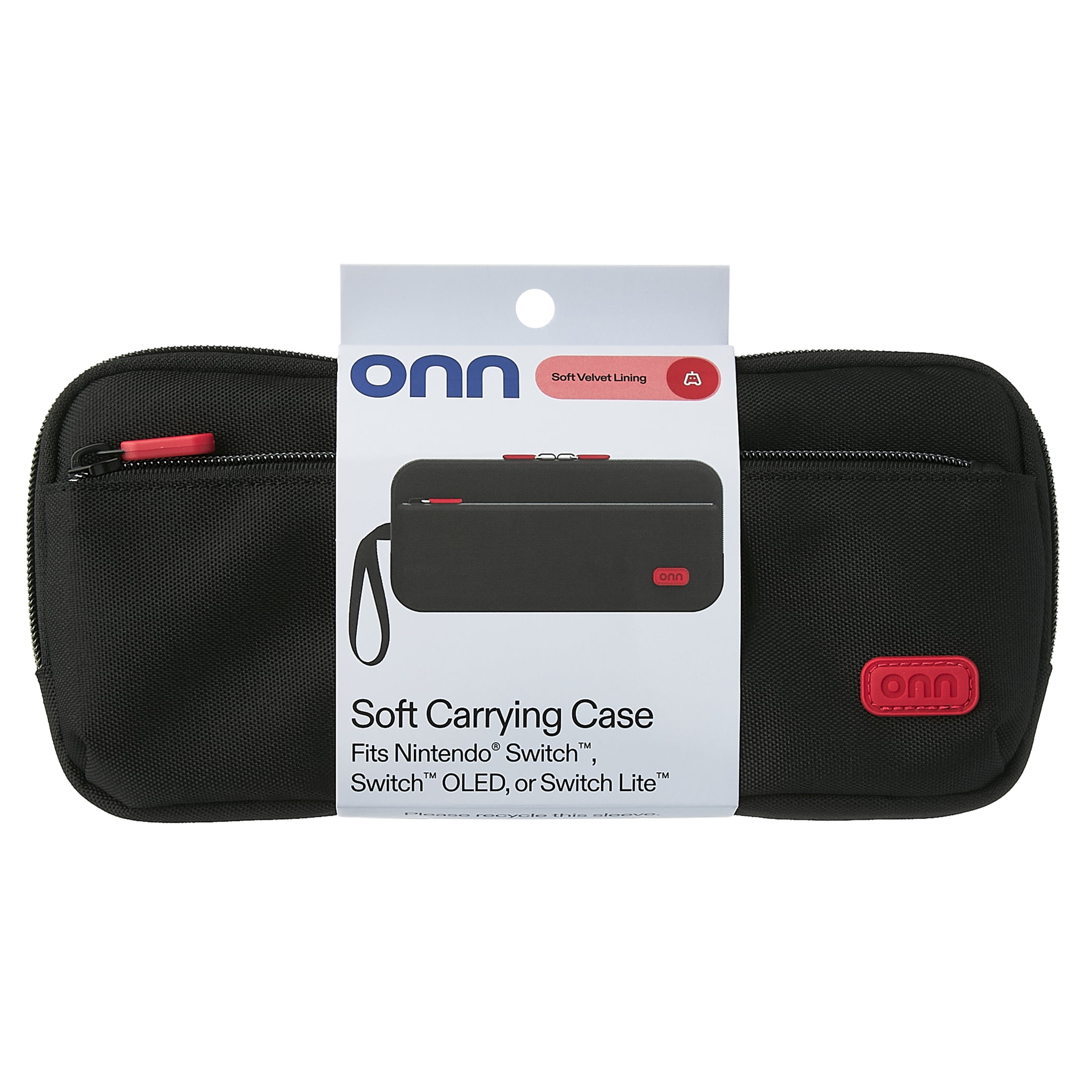 onn Soft Carrying Case for Nintendo Switch, Switch OLED, and Switch Lite (Black, 10.5 in x 5 in x 2 in) 506ao