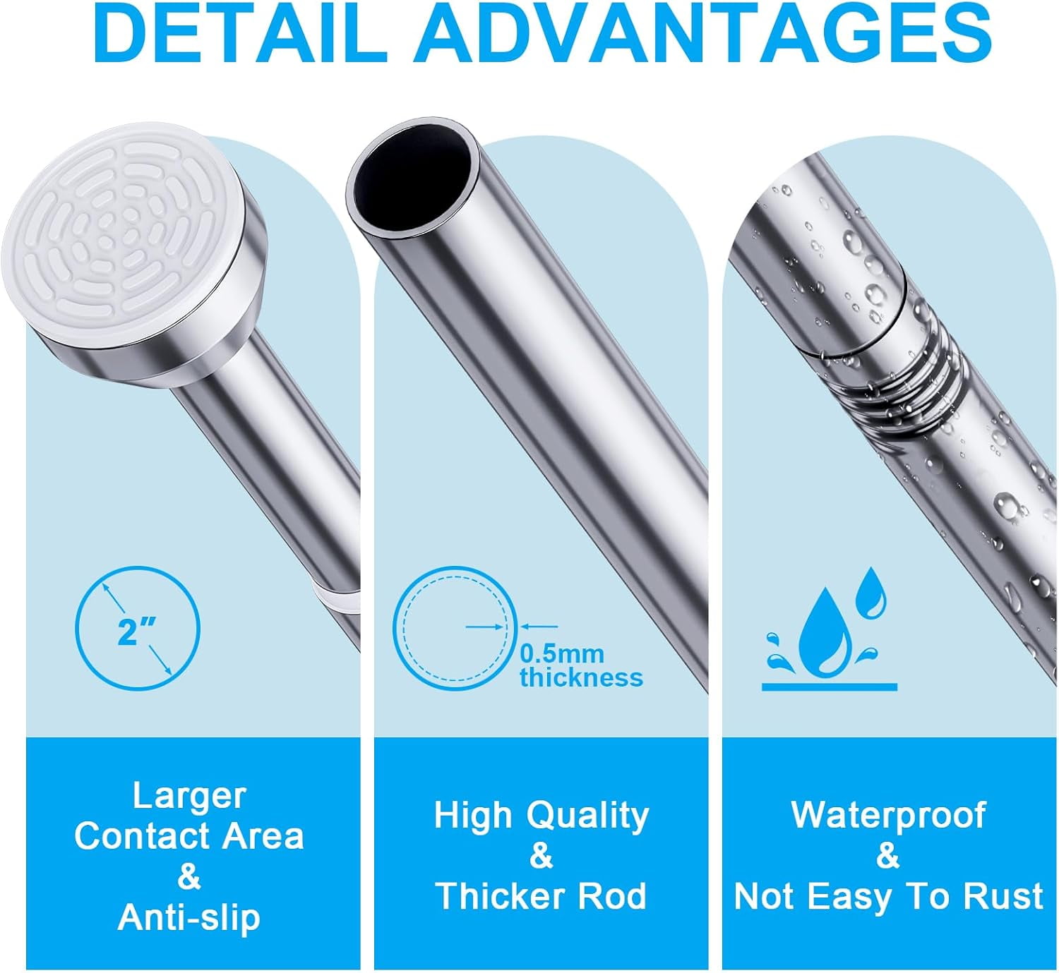 TITGIPE Adjustable Shower Curtain Rod, Stainless Steel Rust-Resistant Spring Tension Rod for Bathroom (Silver, 27-76 in) kb49g
