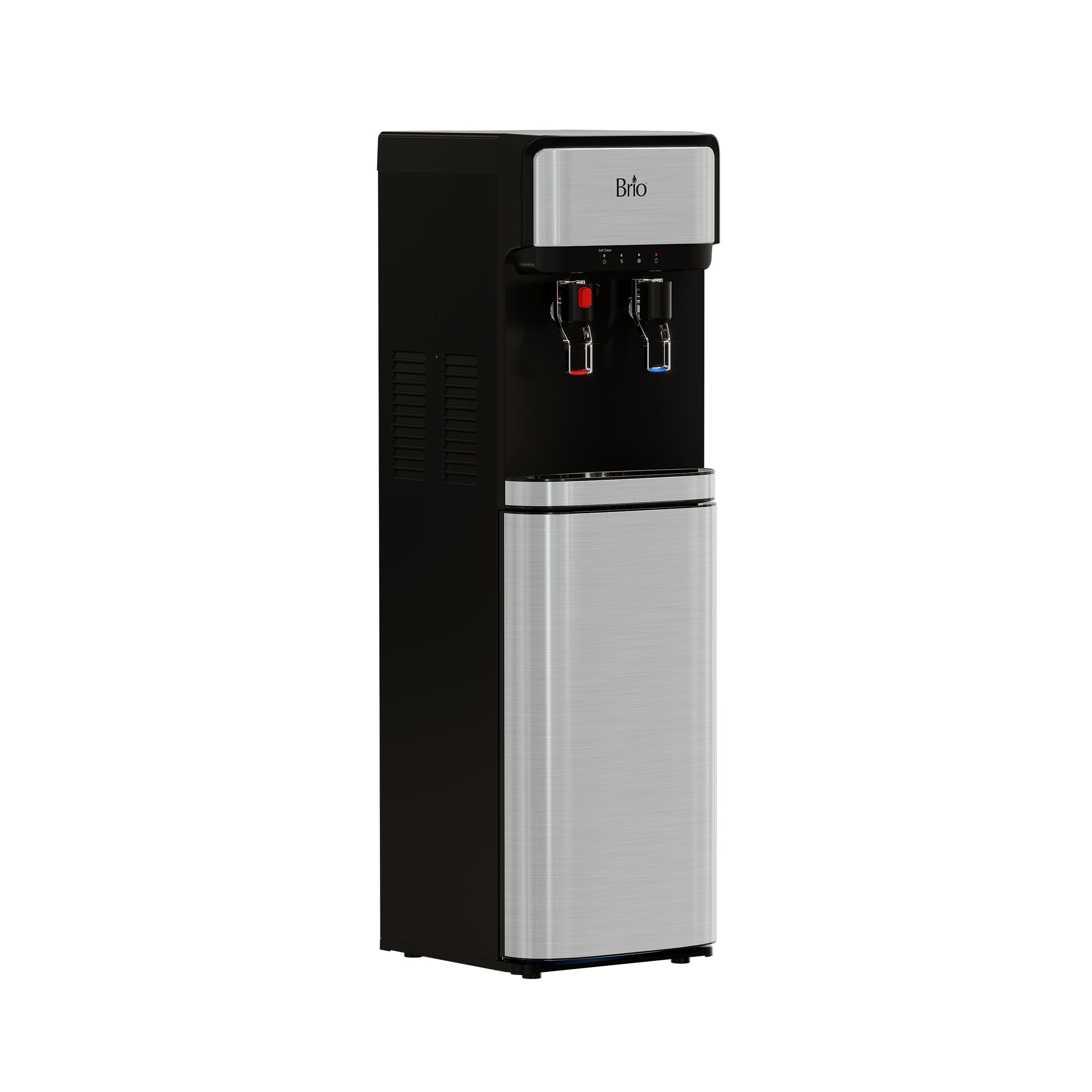 Brio Bottom Load Water Cooler Dispenser with Self-Cleaning Ozone and Paddle Dispensing (Silver, 41.1 in H x 12.1 in W x 15.6 in D) e5q1g