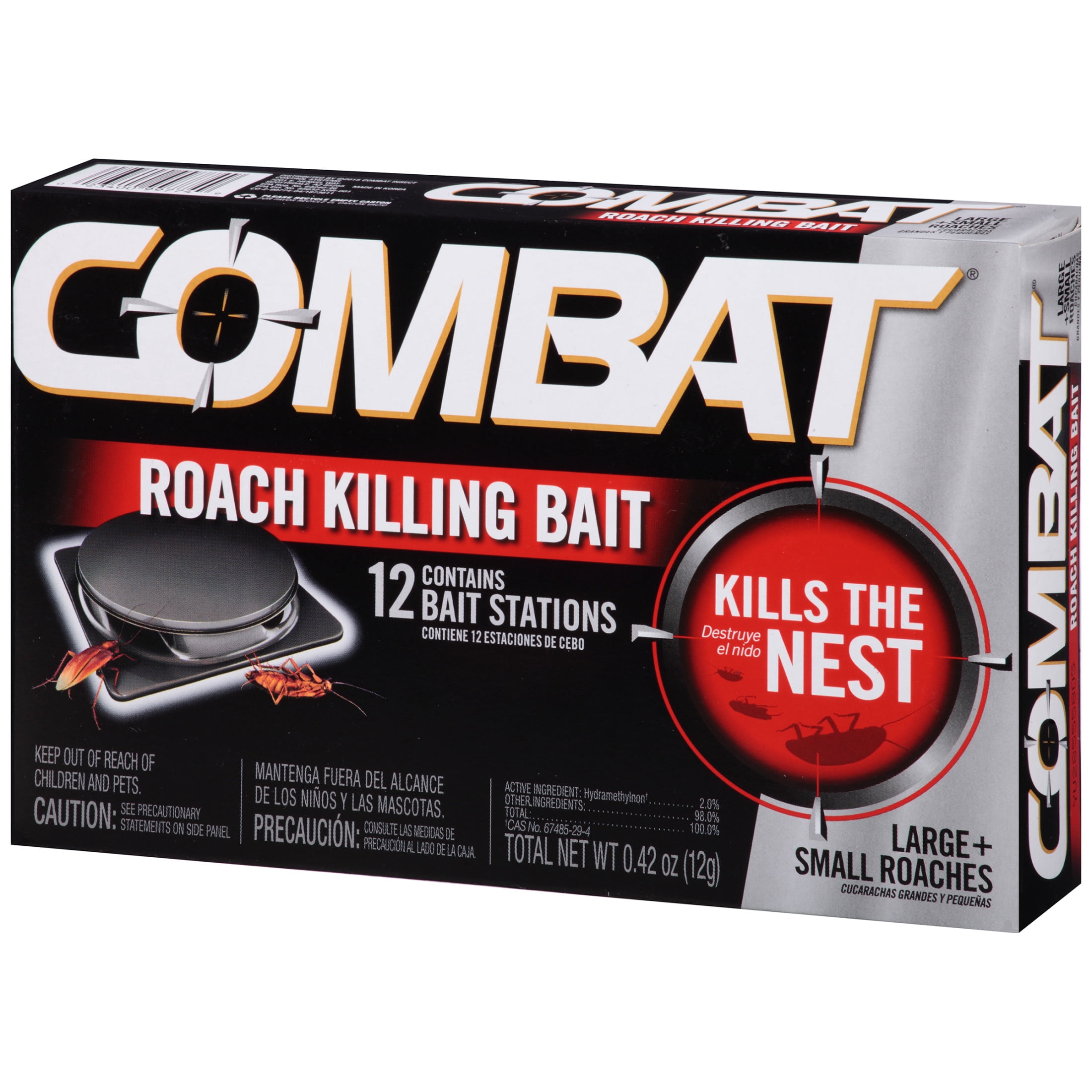 Combat Roach Killing Bait Stations for Small and Large Roaches (12 Count, 10 Pack) xvu9d