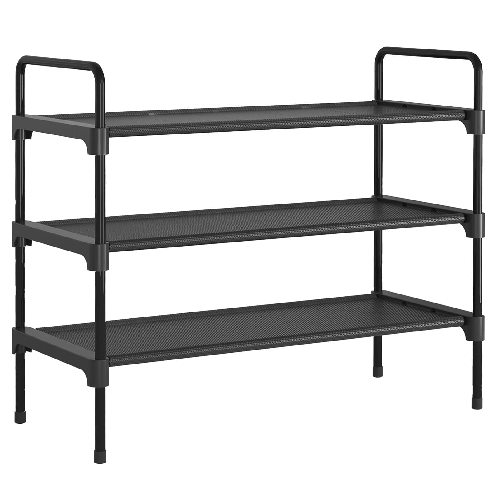 Kitsure 3-Tier Shoe Rack for Closet, Sturdy Entryway Shoe Organizer (Black, 27.6 in x 11.8 in x 22.6 in) i7yqp