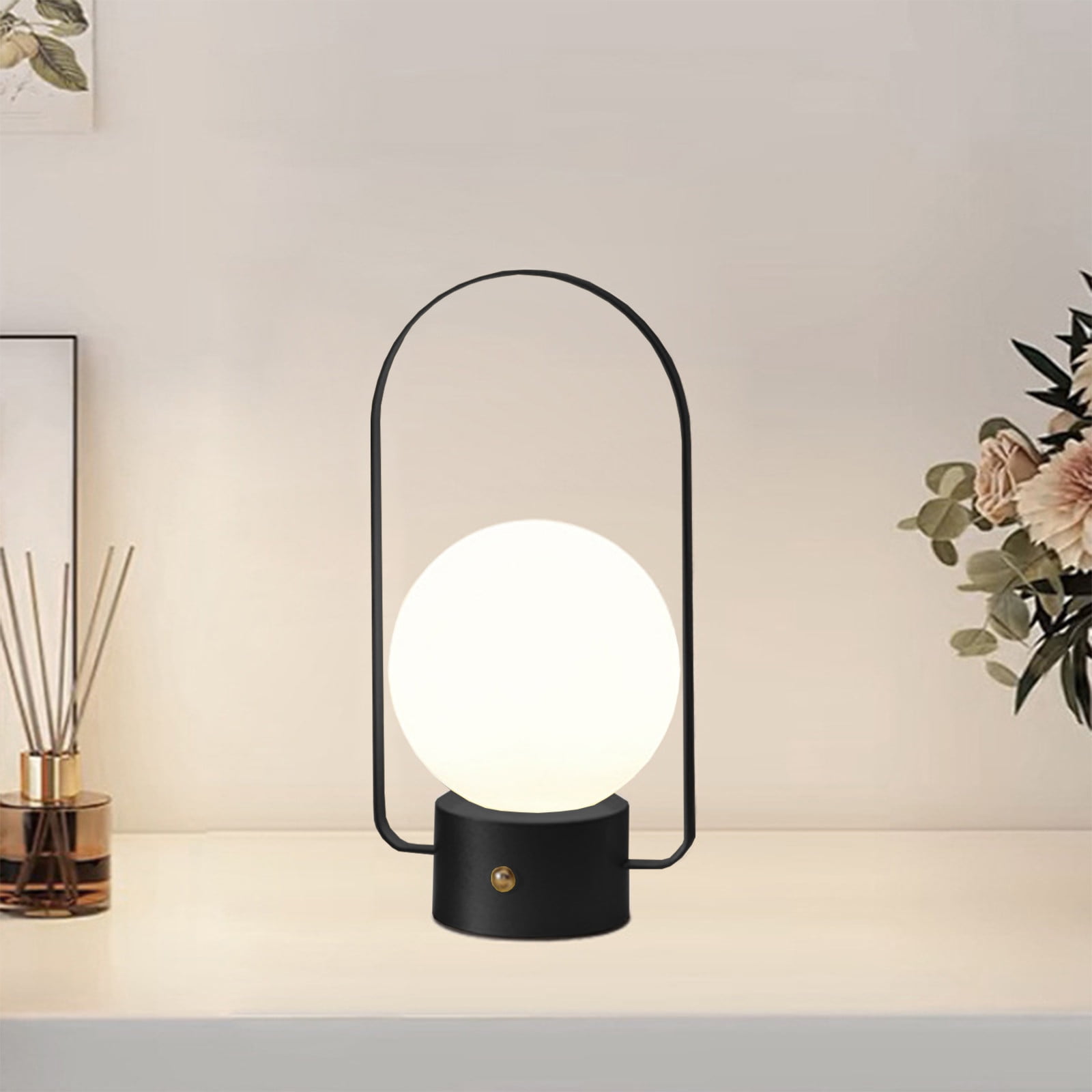 InsCrazy LED Portable Desk Lamp, Modern Decorative Night Light for Bedroom and Outdoor Camping (Black, 6 in) 35cb8