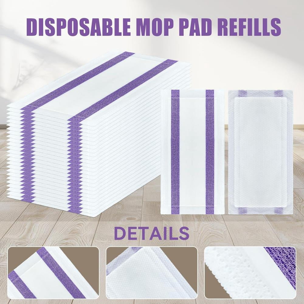 ZQZiQi Disposable Mopping Pad Refills for Spray Mops, Multi-Surface Absorbent Microfiber Cleaning Pads (White, 20-Count) cs47d