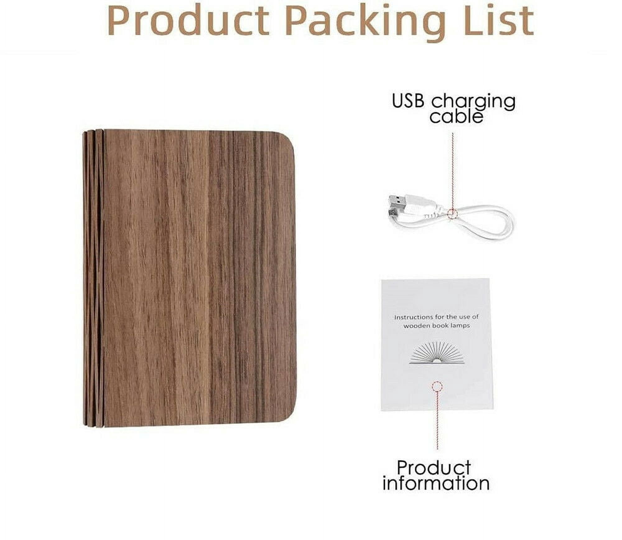Glam Hobby Wooden Book Lamp Folding Portable LED Desk Light (Brown, 8 in) 3l4wm