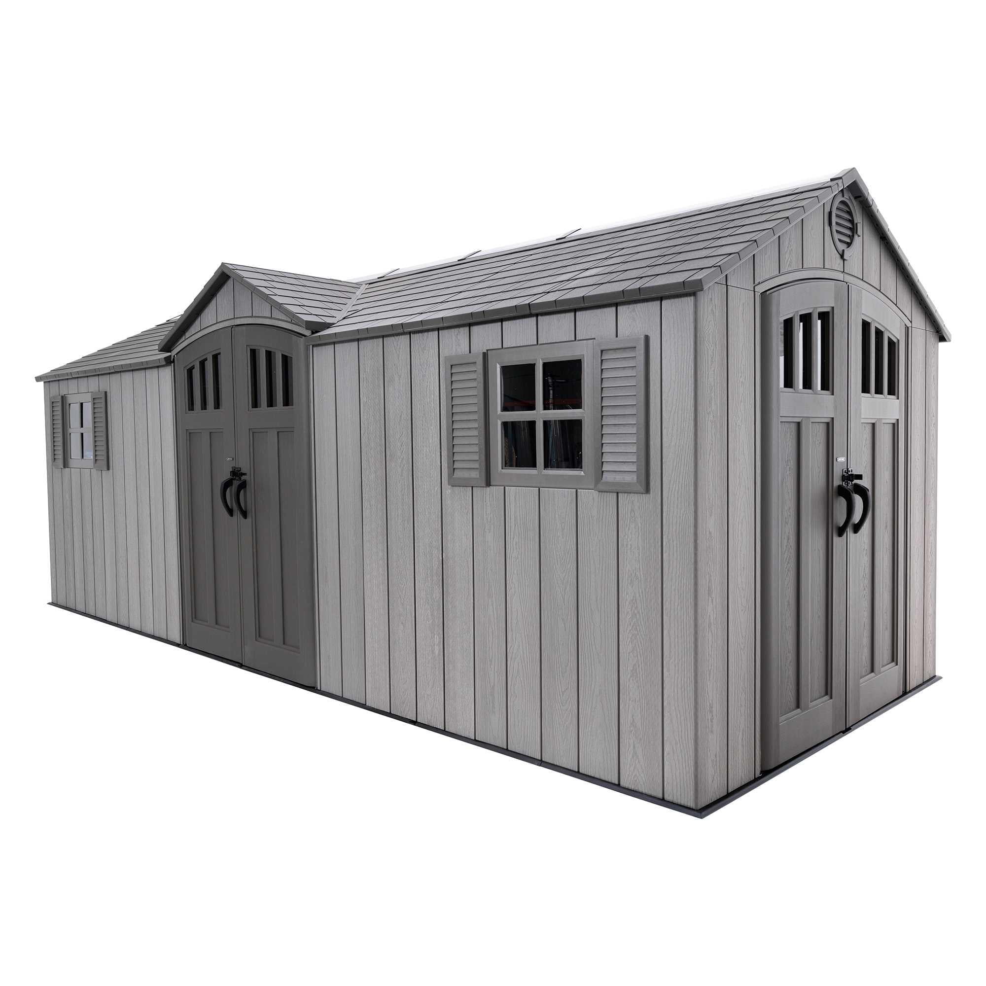 Lifetime Outdoor Storage Shed, Heavy-Duty Steel-Reinforced Polyethylene, Weather-Resistant (Light Brown, 20 ft x 8 ft) t3cca