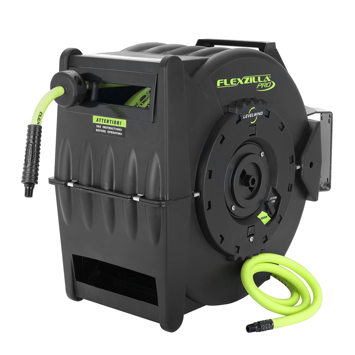 Flexzilla Pro Retractable Air Hose Reel with Levelwind Technology (ZillaGreen, 3/8 in x 75 ft) 46eaz