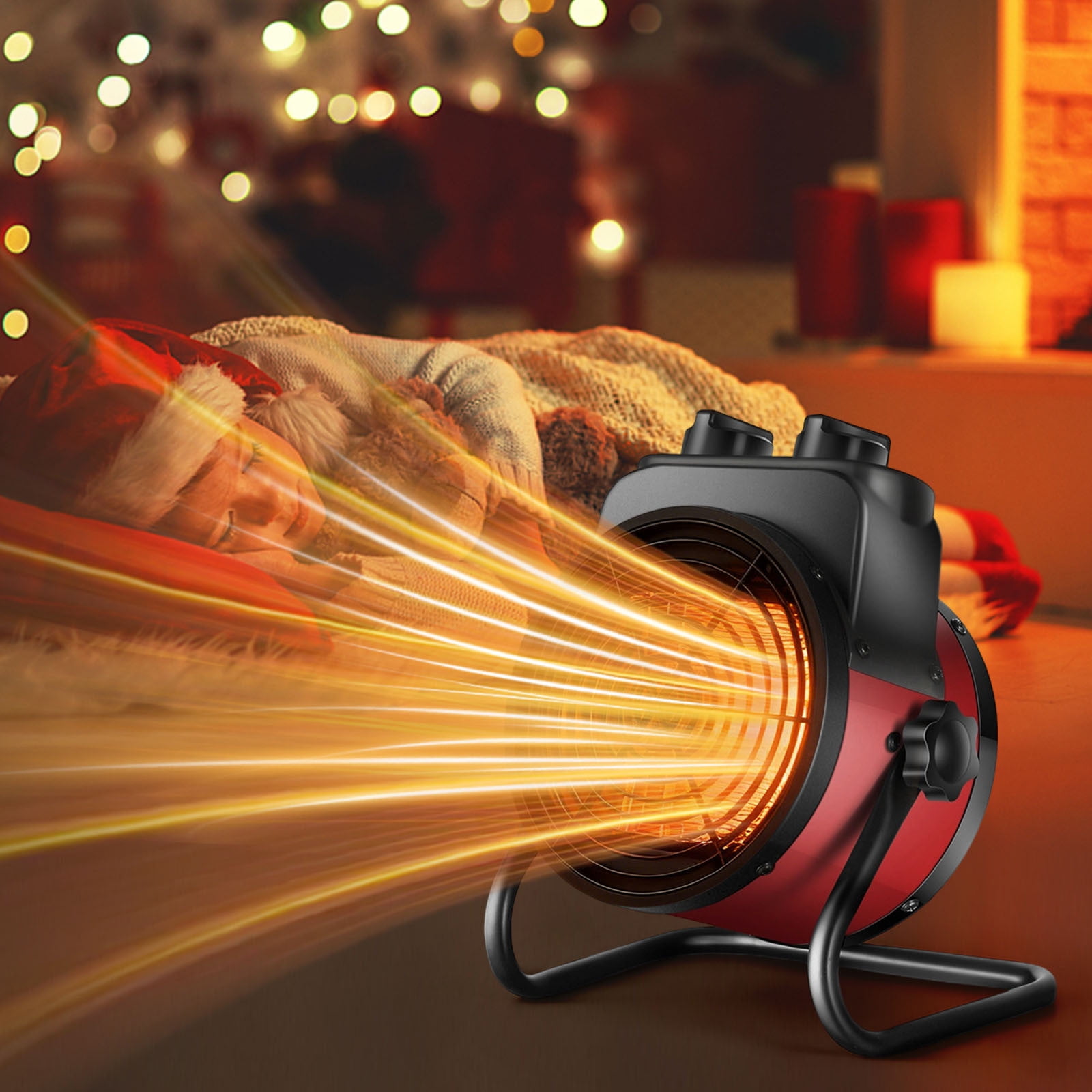 Vhogom 3000W Portable Electric Space Heater, Fast Heating Adjustable Angle Fan for Home Office and Garage (Yellow/Red, 3 lb) mipr8