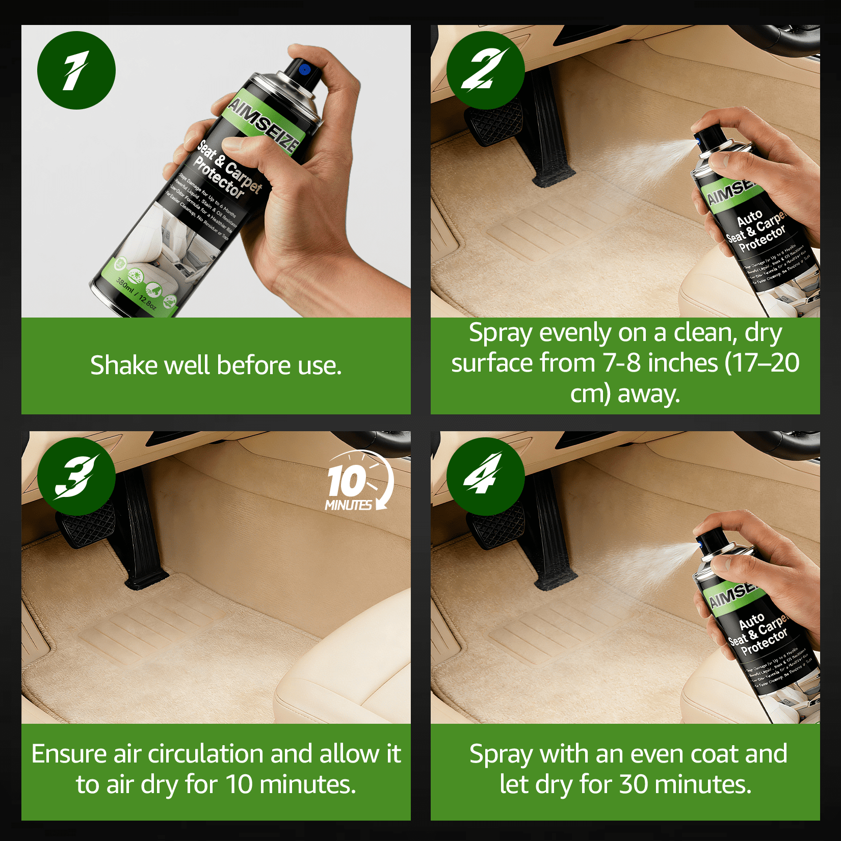 AIMSEIZE Automotive Fabric & Interior Protector Spray (Waterproof, Stain-Repellent) 12.8 fl oz je0jh