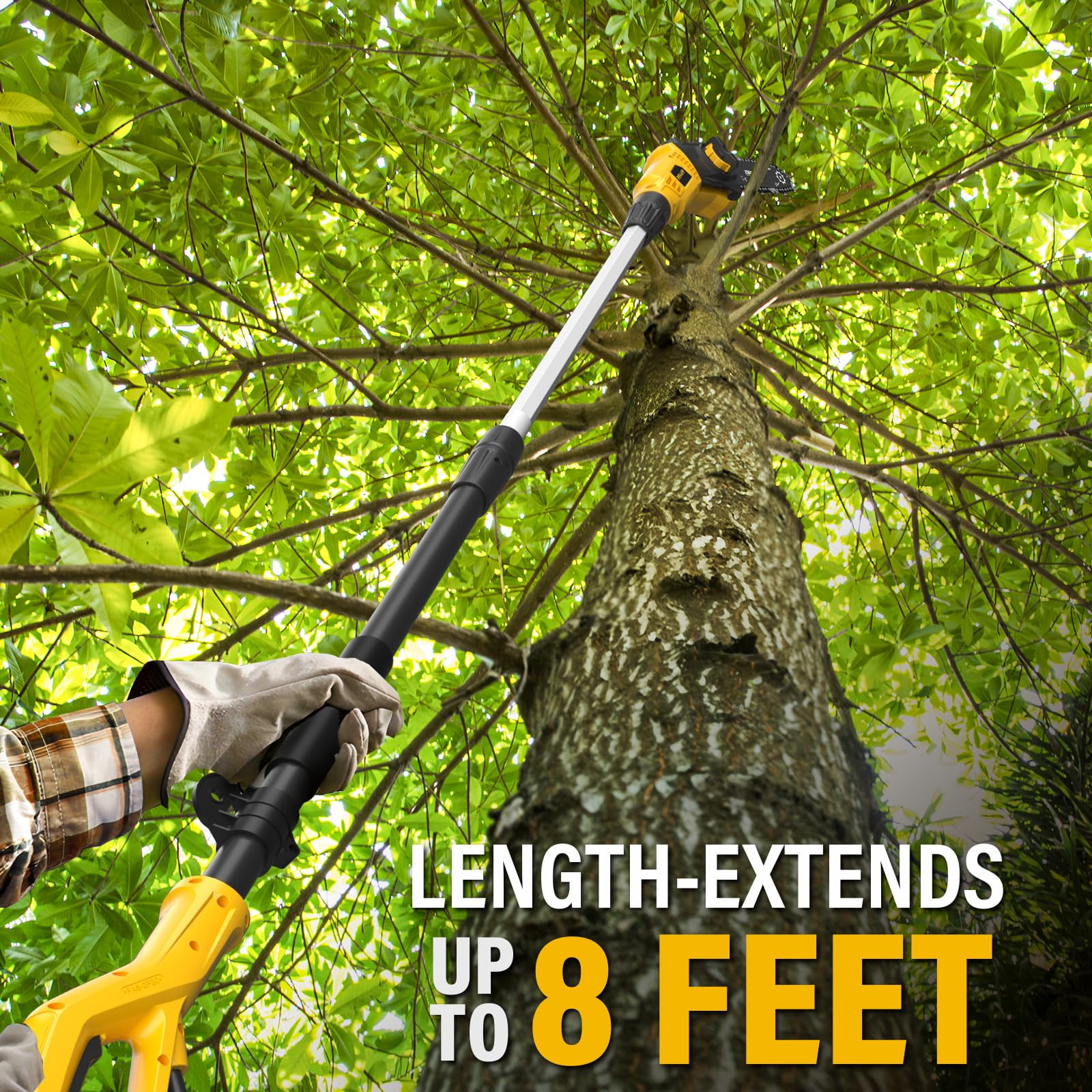 ZEGJAW Electric Pole Saw, 6 Amp Corded Tree Trimmer with 8 in Bar, 13 ft Extended Reach (Orange, 7.3 lb) 11quy