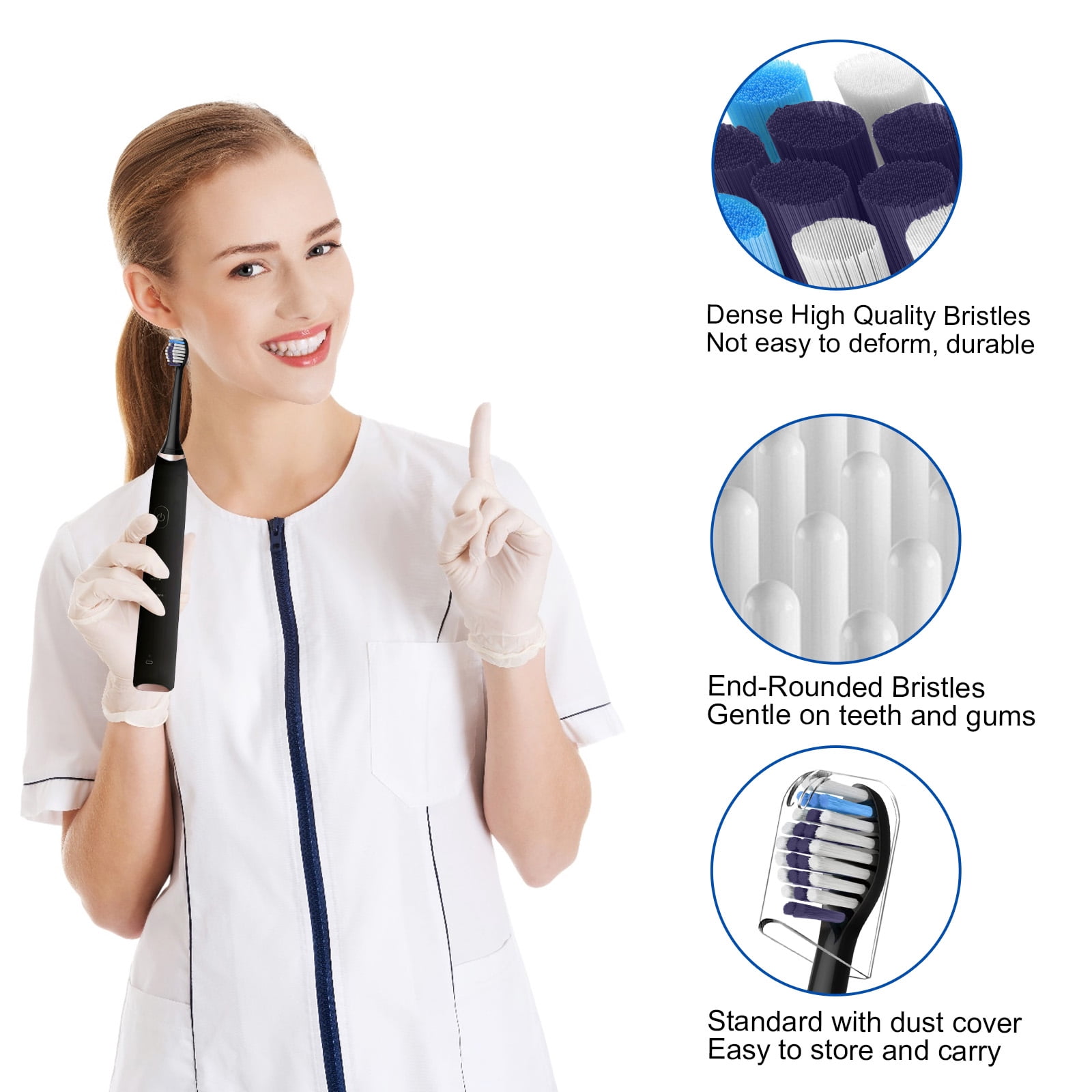 Valuabletry Replacement Brush Heads for Philips Sonicare Electric Toothbrush, Precision Clean and Whitening Clean (Black, 8 Pack) qeqaz