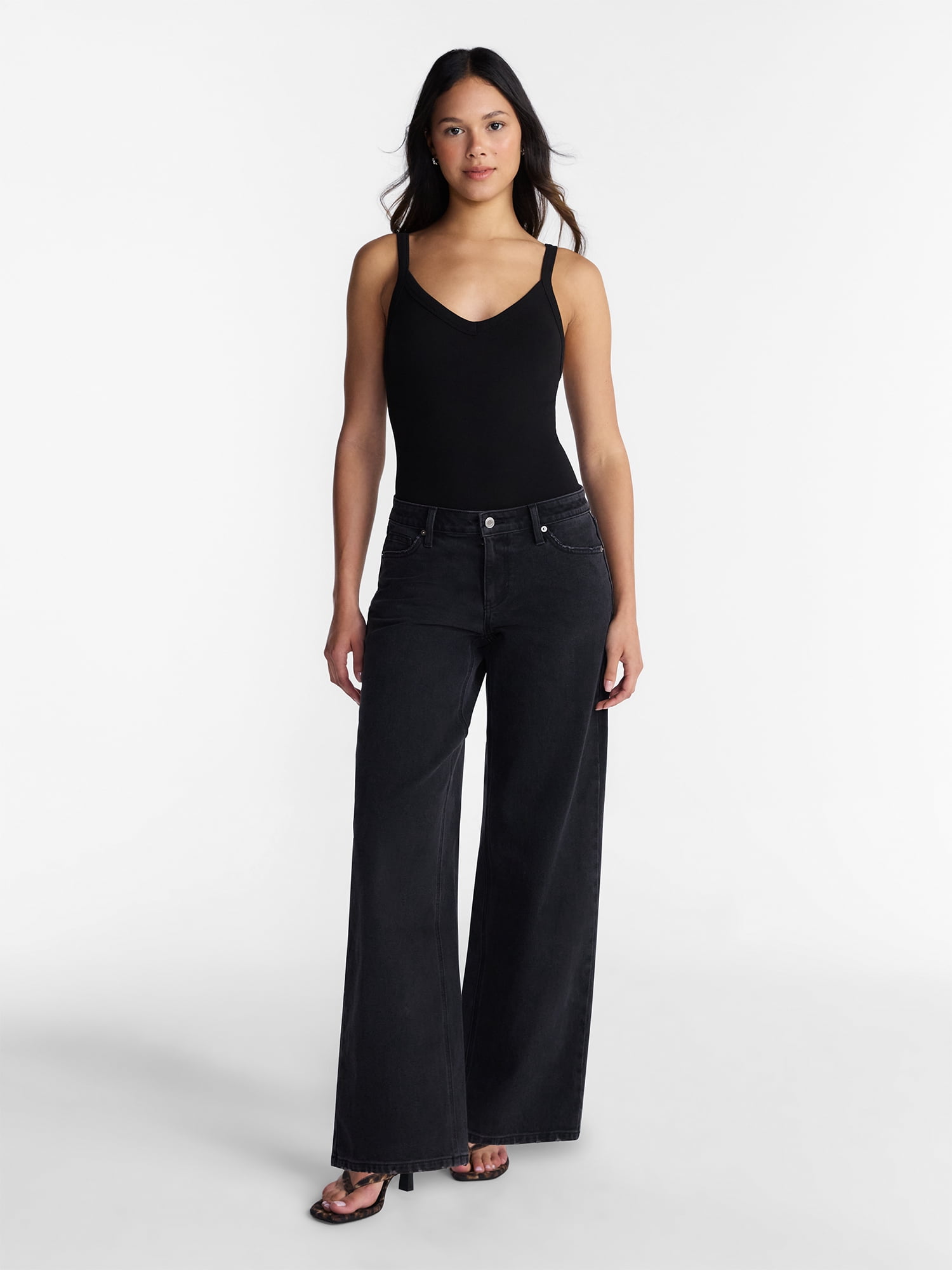 No Boundaries Seamless V Neck Bodysuit (Black, XXS-XXL) mor6n