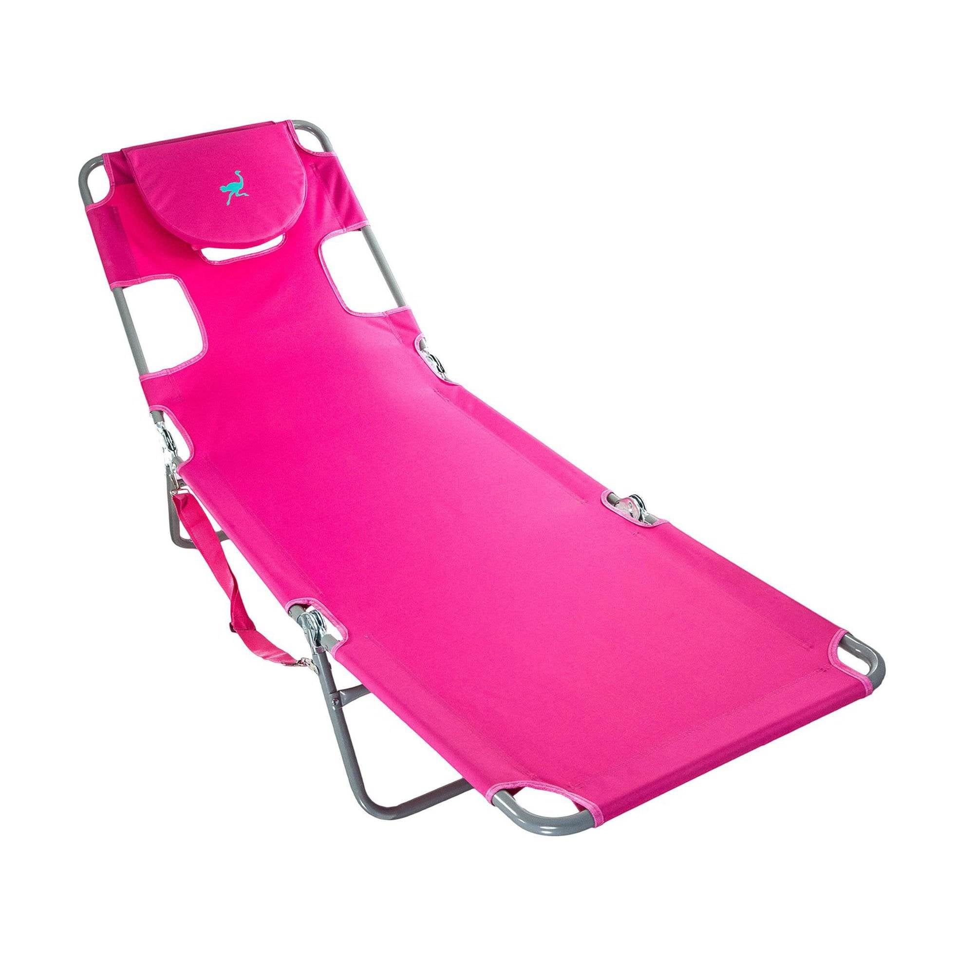 Ostrich Comfort Lounger and Chaise Sunbathing Beach Chair Set (Pink, 72 in x 24 in) u34c1
