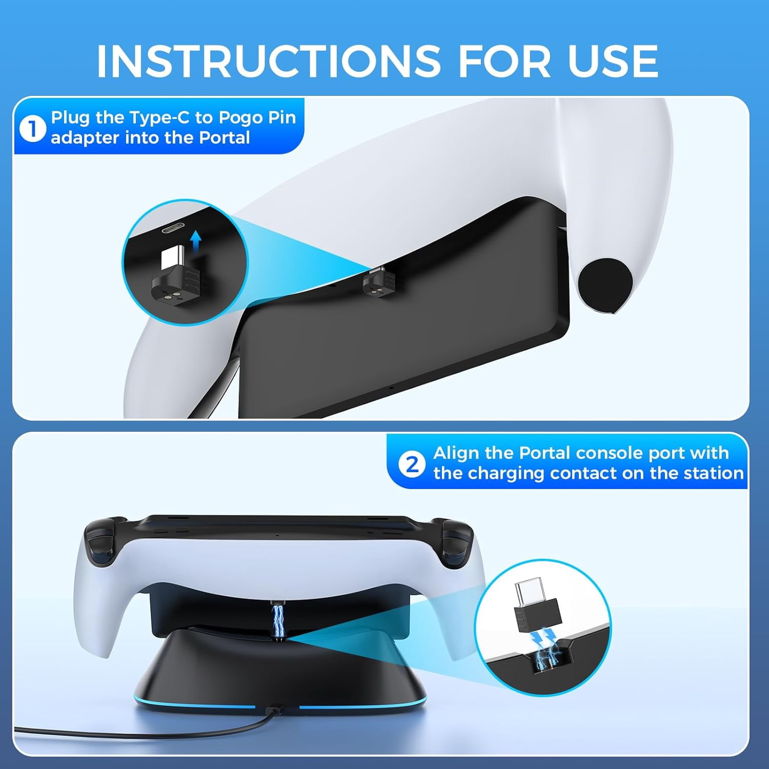 Prociv Charging Stand for PlayStation Portal, RGB Light Docking Station with Pogo Pin Adapter and 30-Degree Viewing Angle (Black, 1 Pack) zfkt8