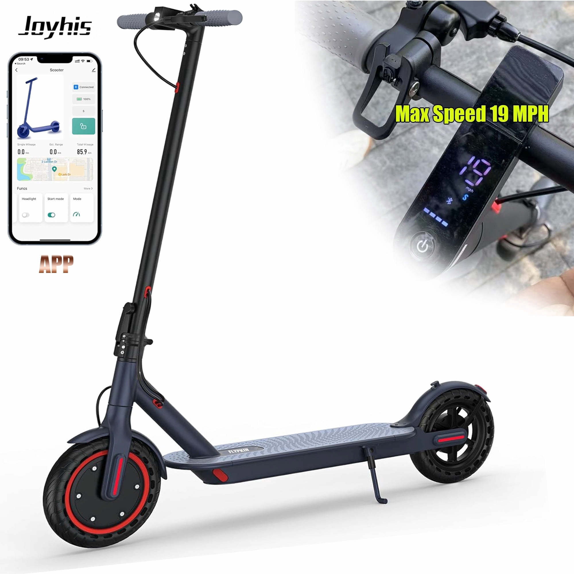 Joyhis Electric Scooter, Foldable Commuter E-Scooter with 350W Motor, Dual Braking System, 21 Mile Range (Grey, 8.5 in Tires) wzcnc