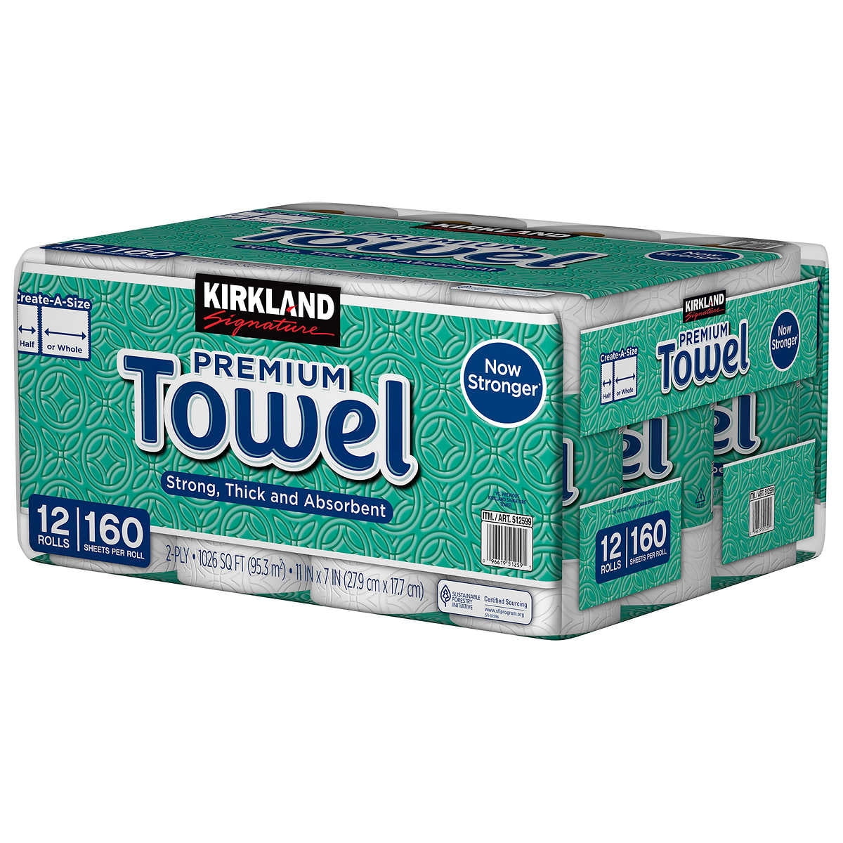 Kirkland Signature Create-a-Size Paper Towels 2-Ply (White, 12-Count Pack) layio