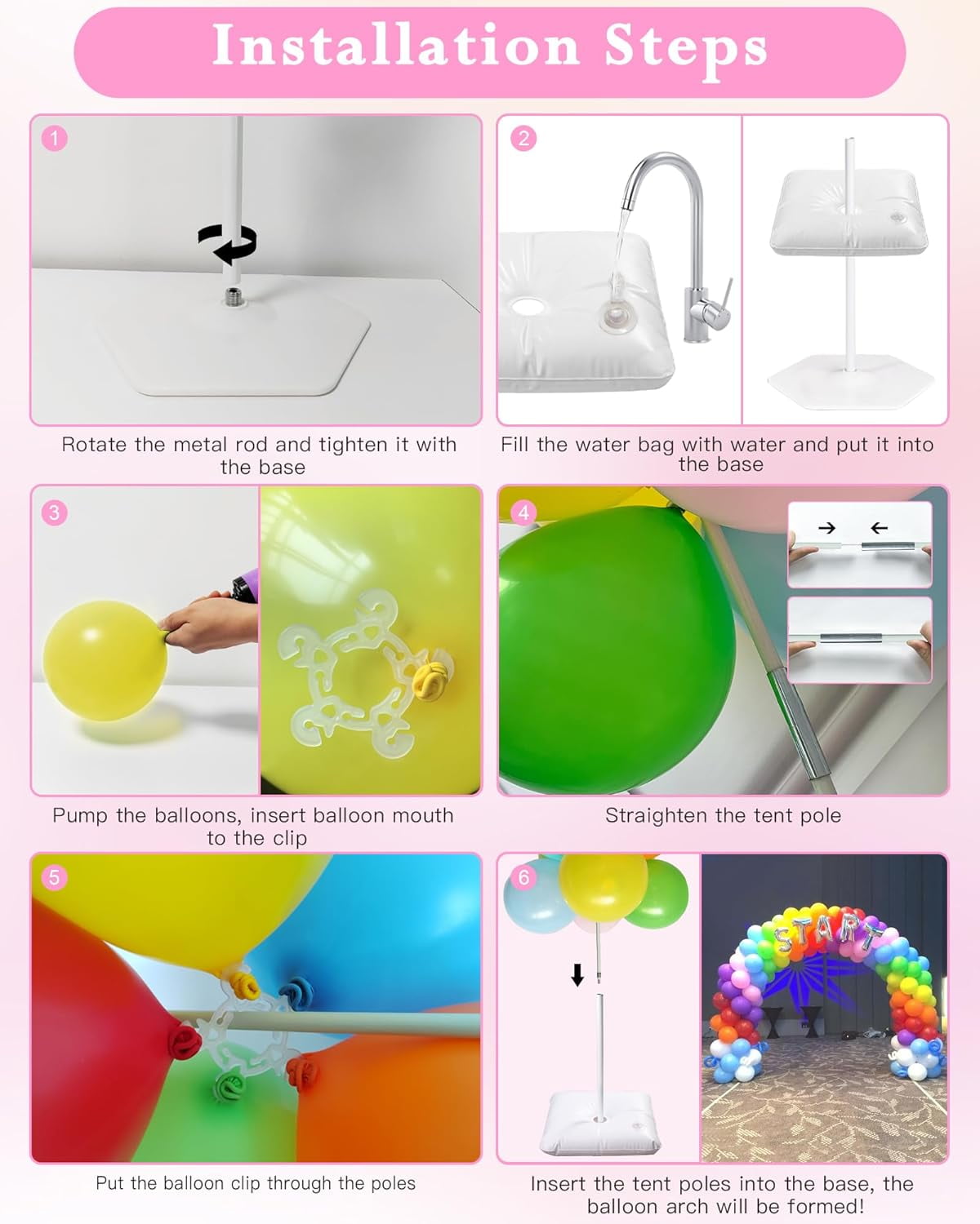 YALLOVE Balloon Arch Stand Kit, Adjustable Party Decoration Frame for Weddings and Birthdays (White, 10 ft x 7.5 ft) sxla8