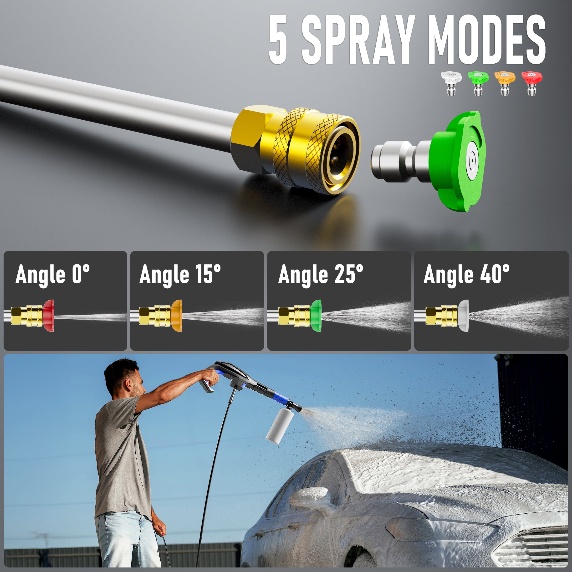 HONGDONG Electric Pressure Washer 4200 PSI 2.5 GPM Power Jet Cleaner with Foam Cannon and 25 ft Hose (4200 PSI, 25 ft) 1htqg