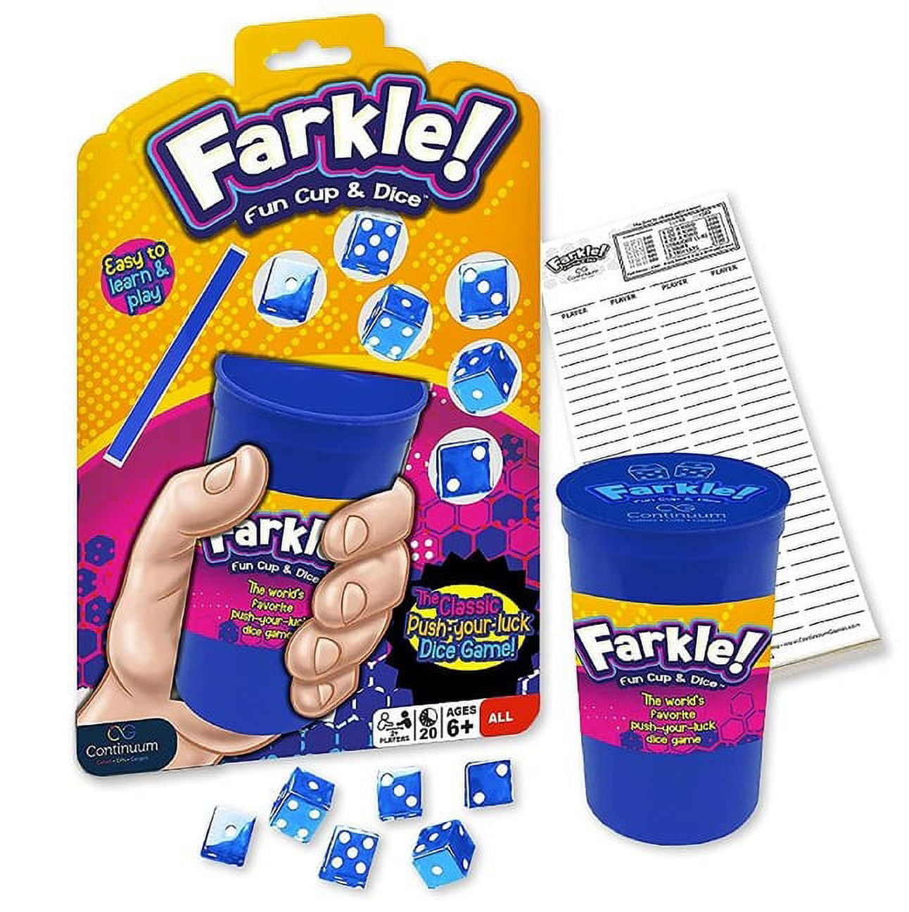 Continuum Games Farkle Dice Game Set with Shaker Cup (6 Dice, 1 Cup) 3523y