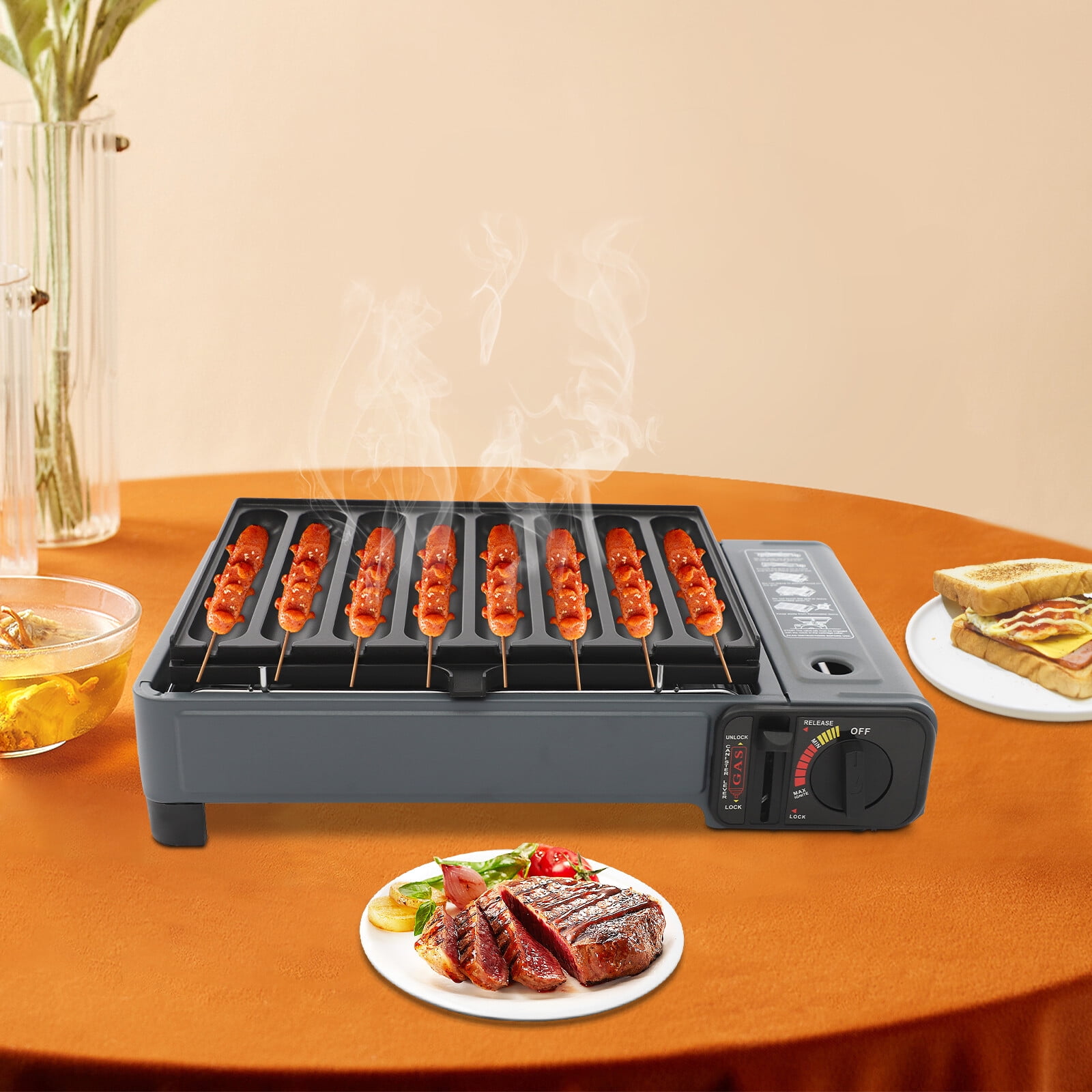 Generic Portable Butane Stove Tabletop BBQ Grill (Black, 7.5 lb) mrj8c