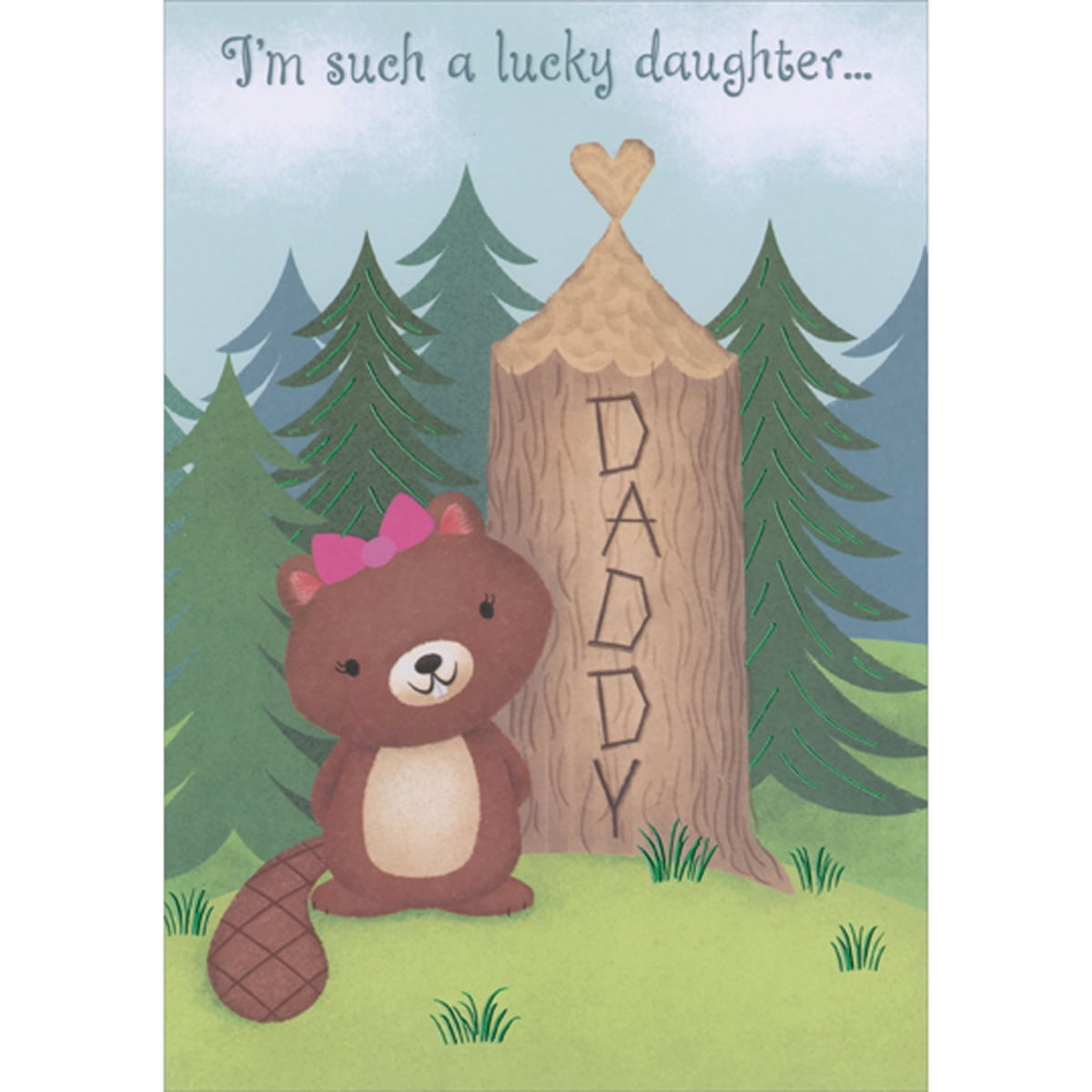 Designer Greetings Father's Day Card from Daughter, Cute Beaver Design (5.25 in x 7.5 in) vfdzd