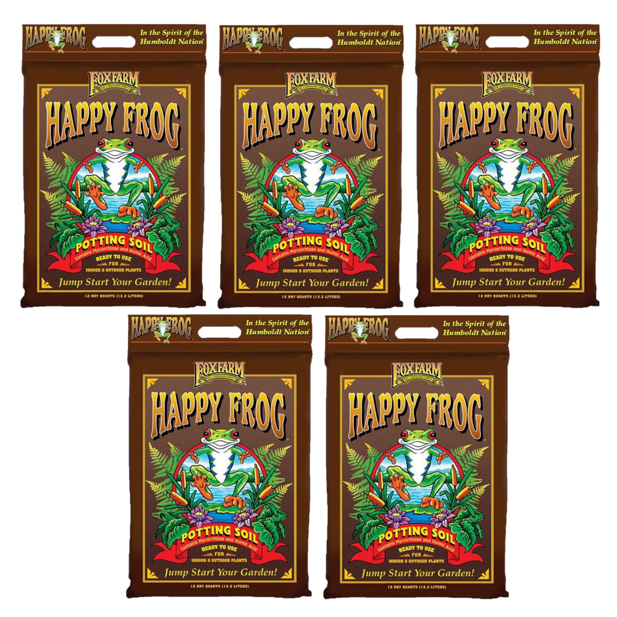 FoxFarm Happy Frog Potting Soil, Nutrient-Rich Amended Blend for Indoor & Outdoor Plants (60 qt, 5-Pack) e0w3n