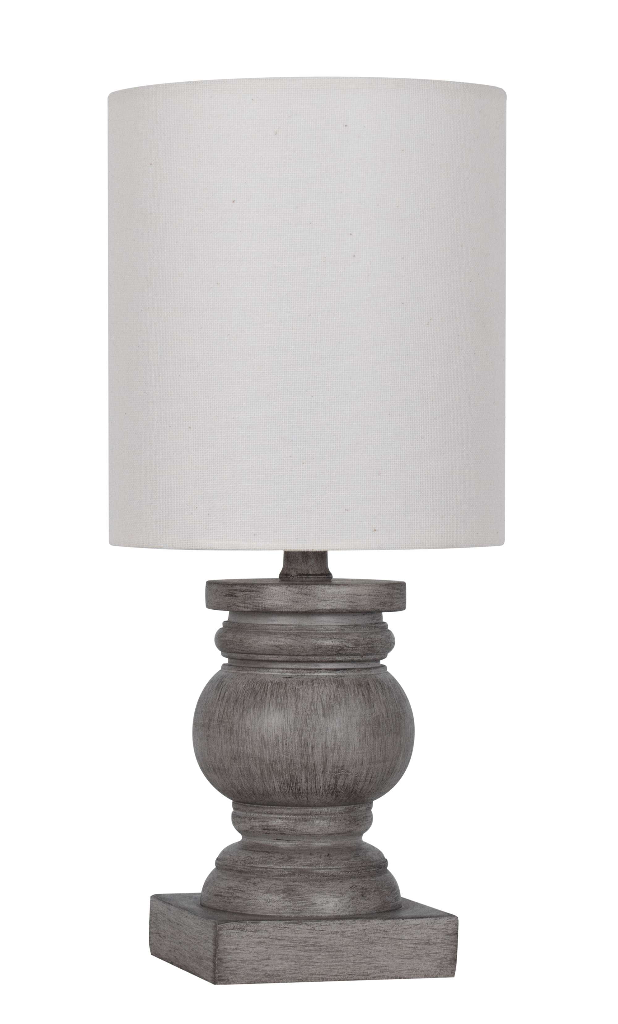 Mainstays Mini Table Lamp with Weathered Wood Finish (White Shade, 12.75 in) svvmn