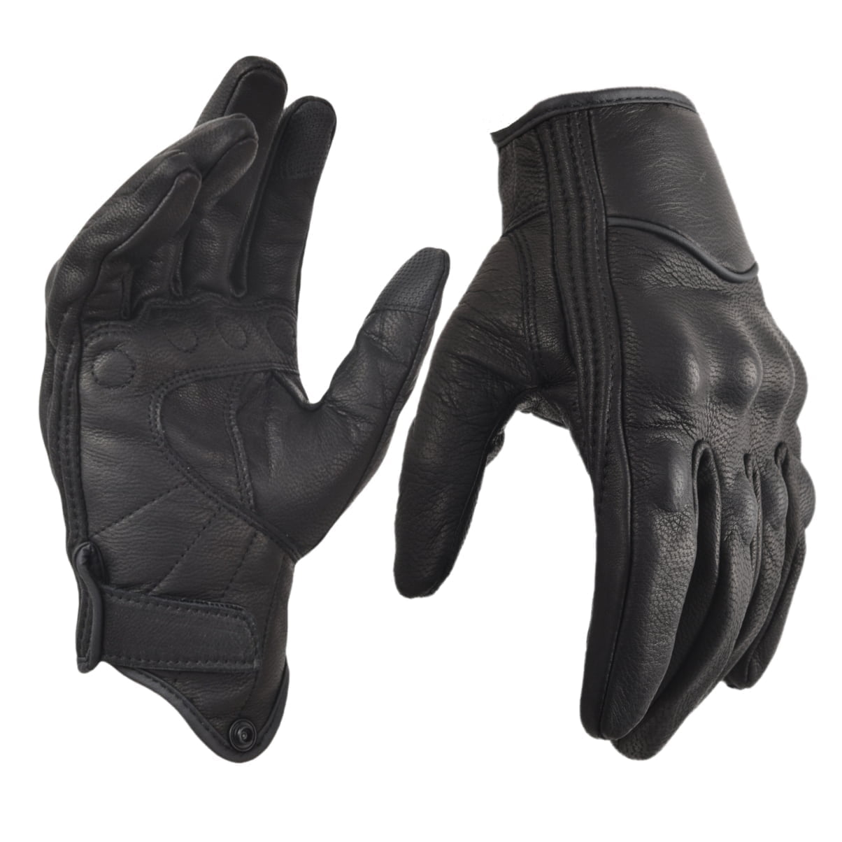 Sibewora Men's Leather Motorcycle Gloves (Black, Large) 8sl7c