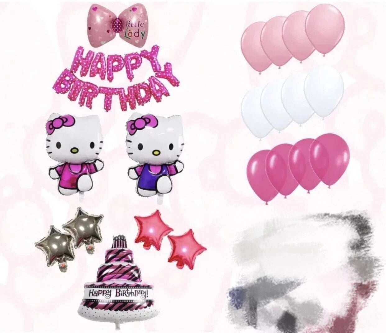 Dream Party Decor Hello Kitty Birthday Party Decorations Set (Pink, 1 Set) haedj