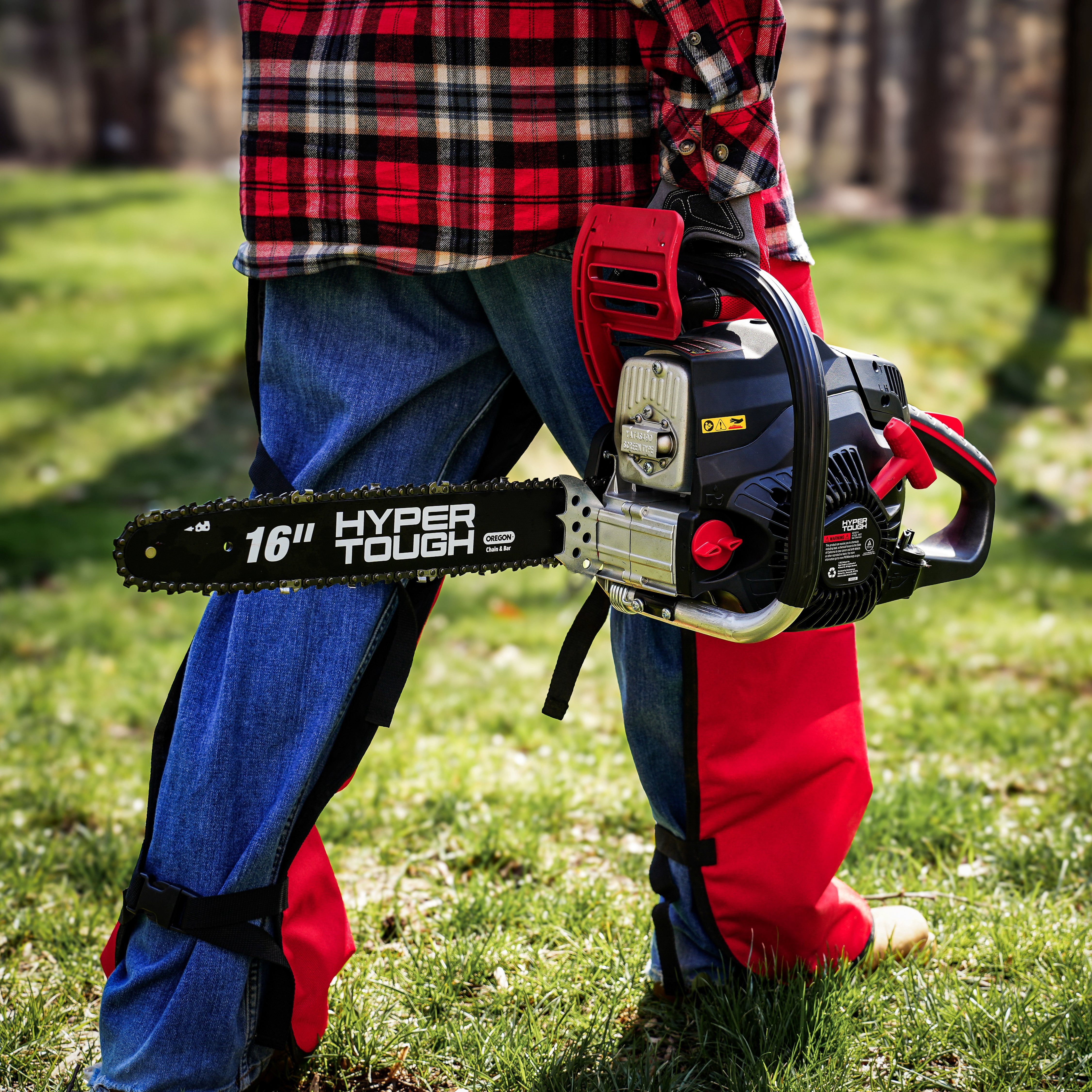 Hyper Tough 16 in 46cc 4-Cycle Gas Powered Chainsaw (Red, 16 in) h7dup